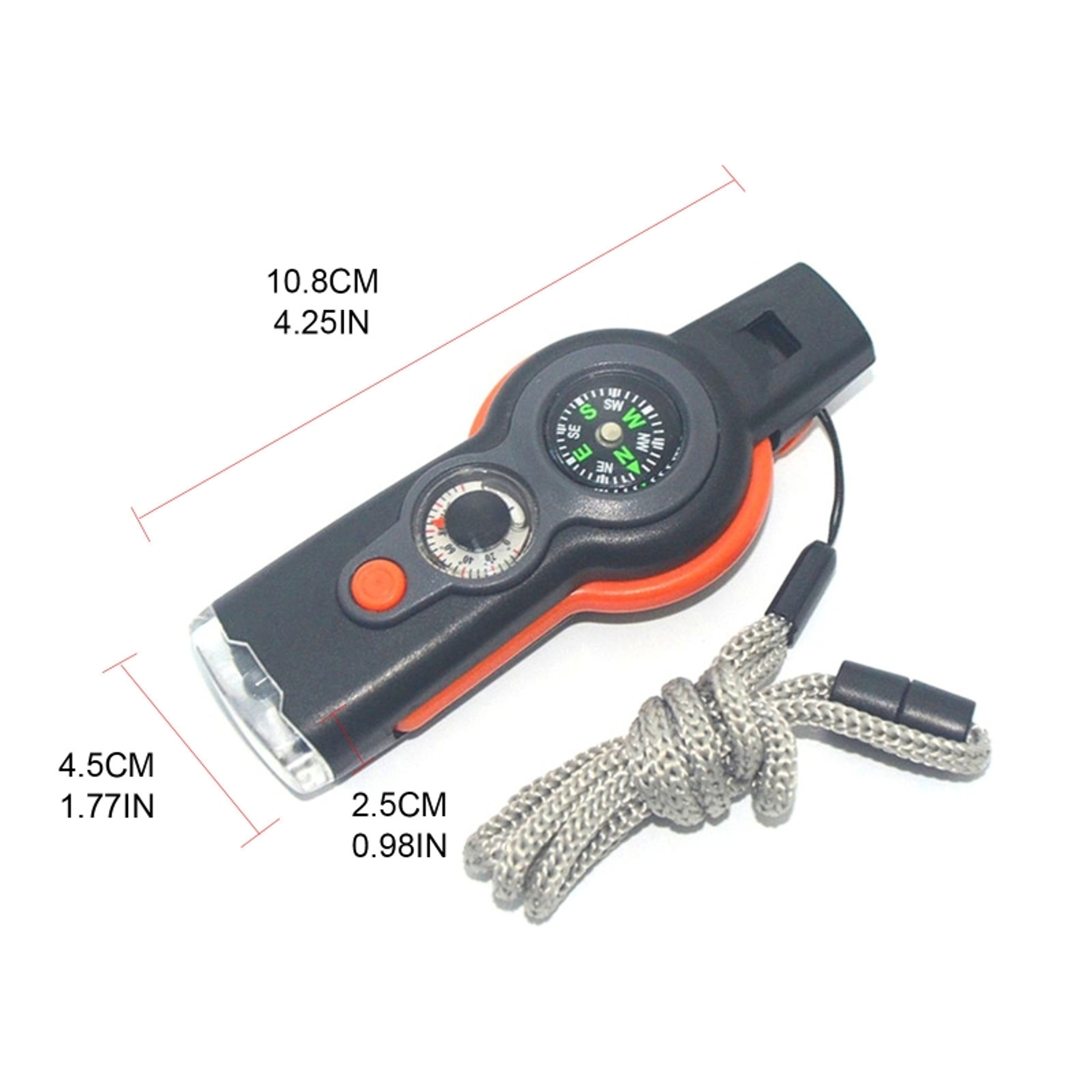 Survival Whistle with LED Light, Compass, Thermometer & Magnifier  Perfect Outdoor Emergency Tool – view 6
