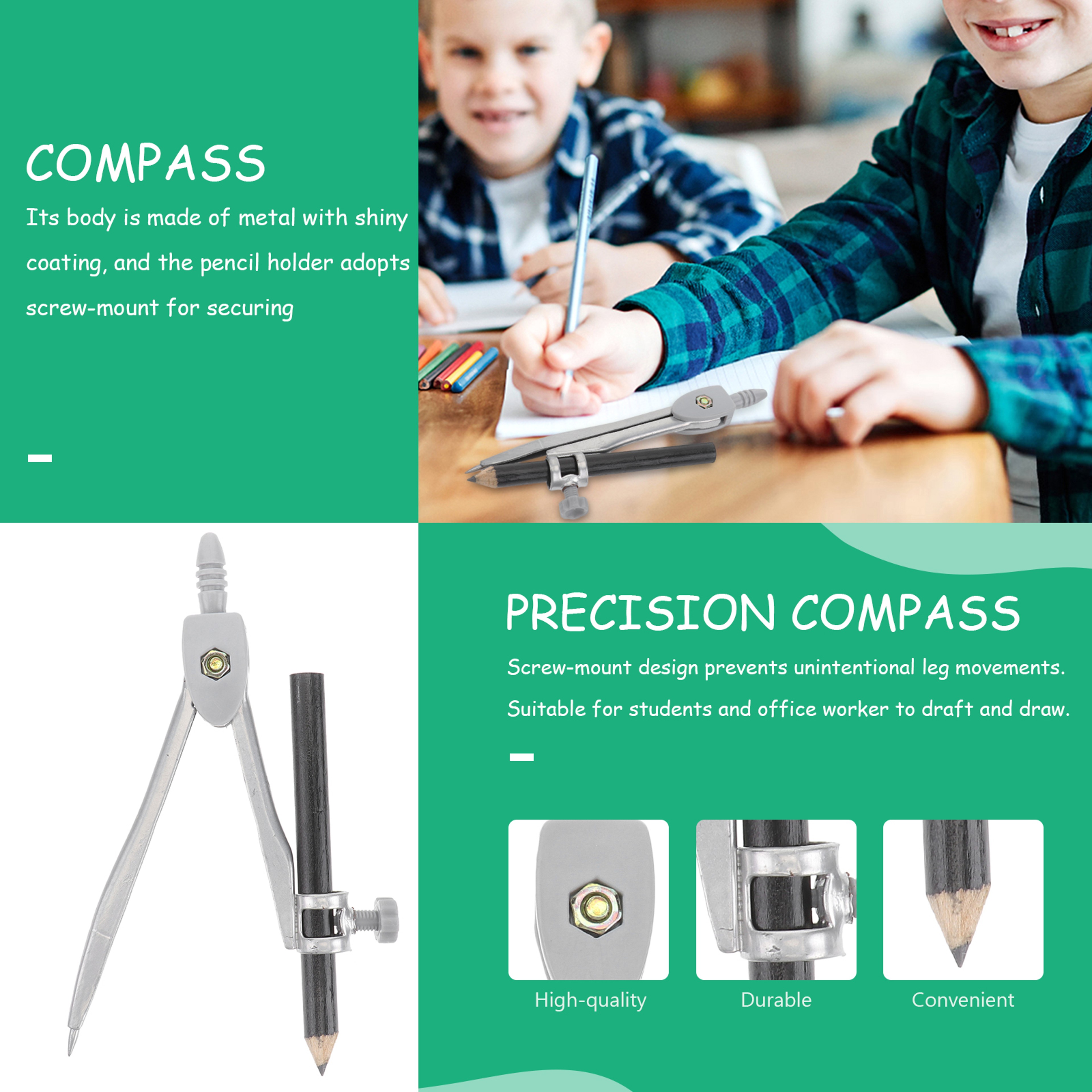 Precision Compass Geometry Tool Set  Professional Drawing & Drafting Compass for Students, Artists, and Woodworkers – view 6