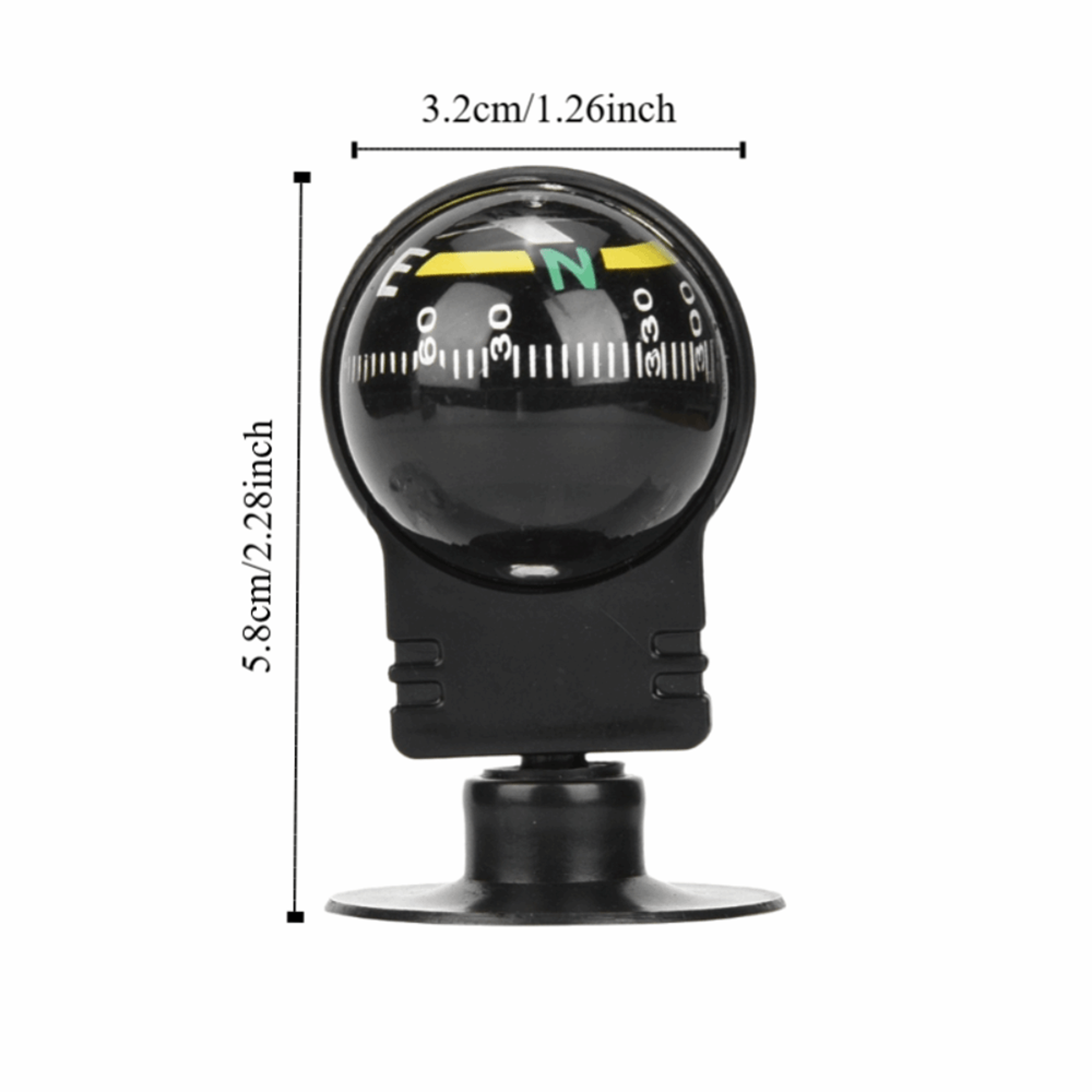 Durable Car Compass with Suction Cup Mount  Adjustable Black Navigation Guide for Auto Use – view 6