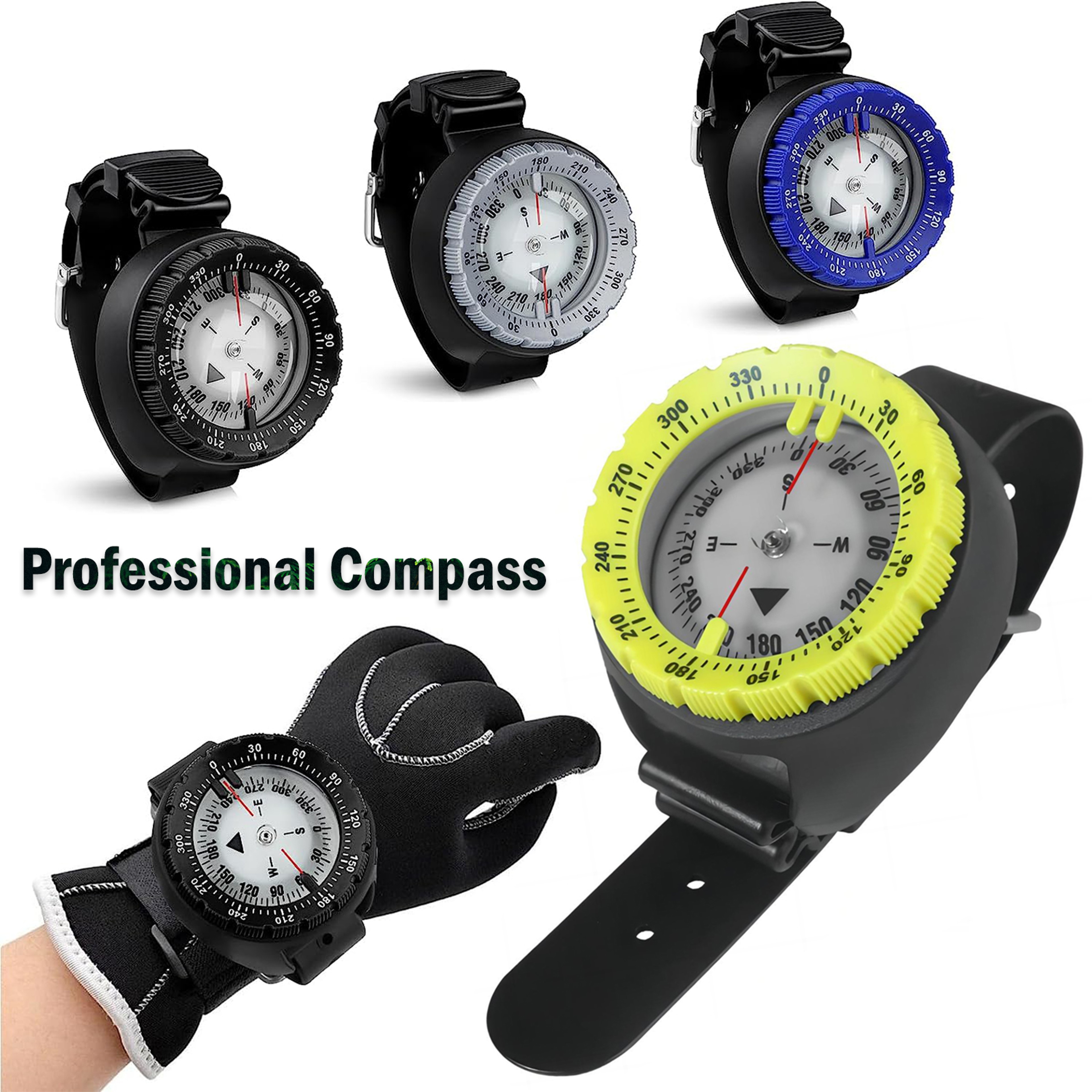 Digital Underwater Diving Compass  Waterproof Scuba Navigator with Luminous Display for Swimming & Diving – view 1