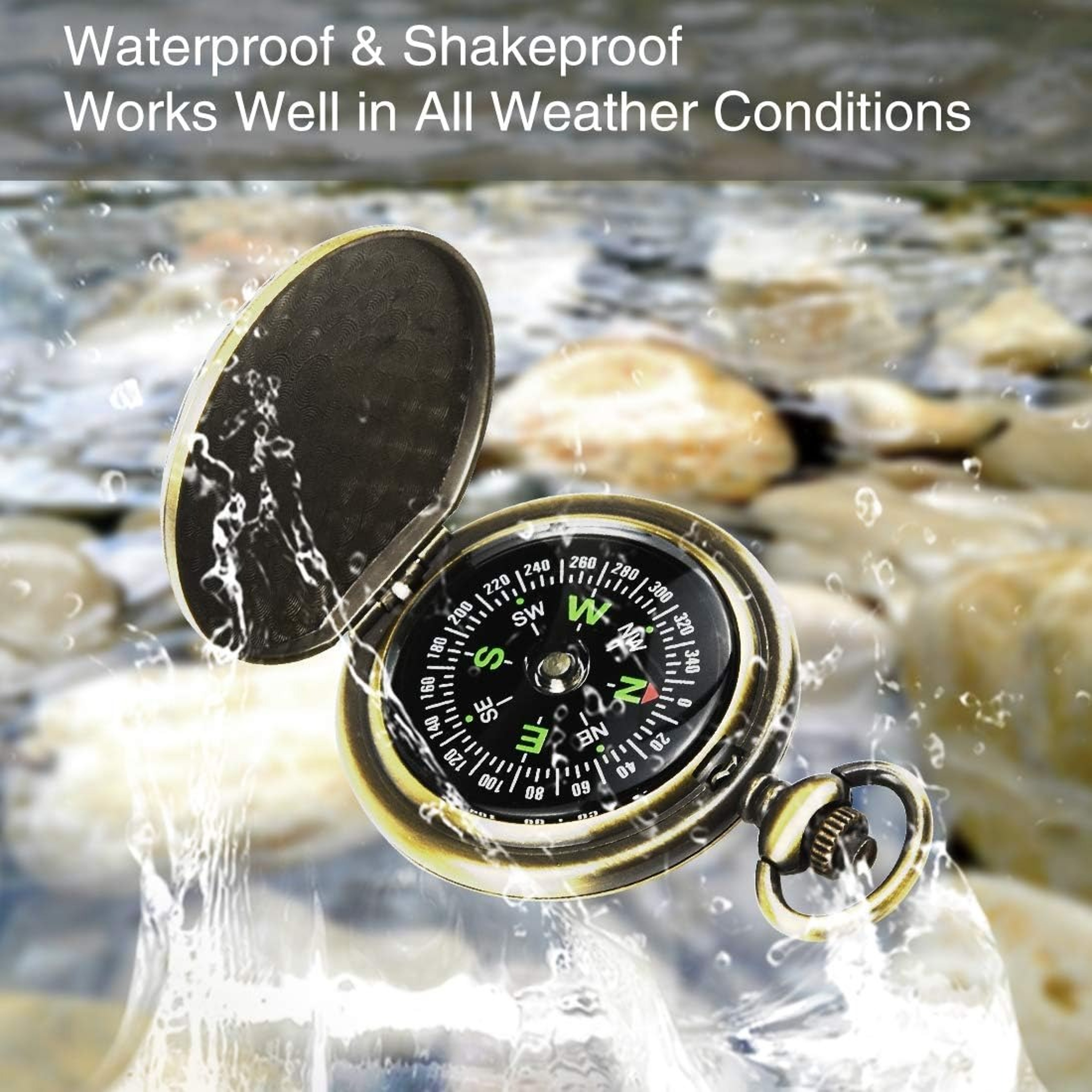 Classic Hiking Compass with Leather Case  Ideal for Camping, Backpacking, and Boating – view 3