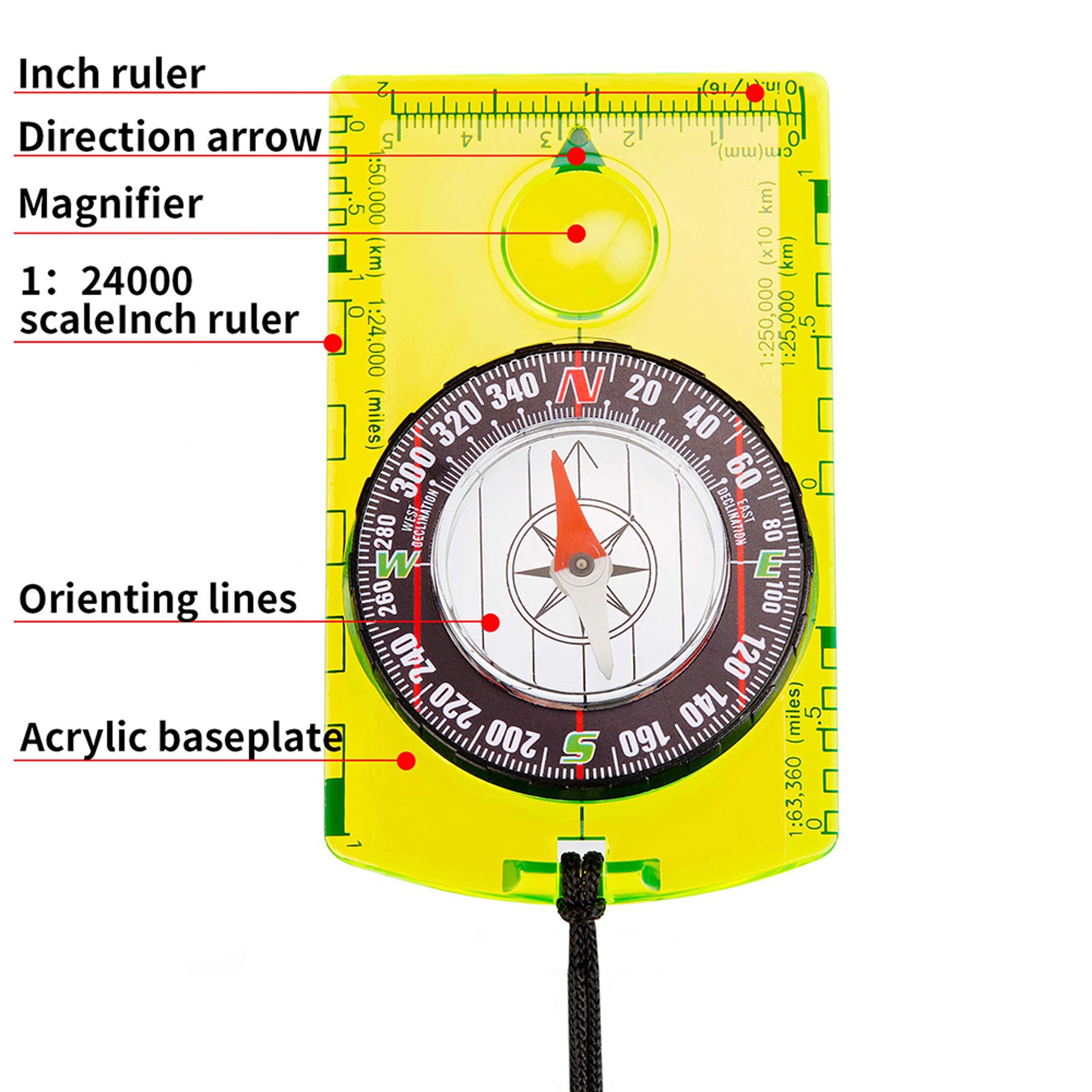 Waterproof Hiking Compass, Outdoor Navigation Tool for Camping Backpacking and Map Reading – view 4