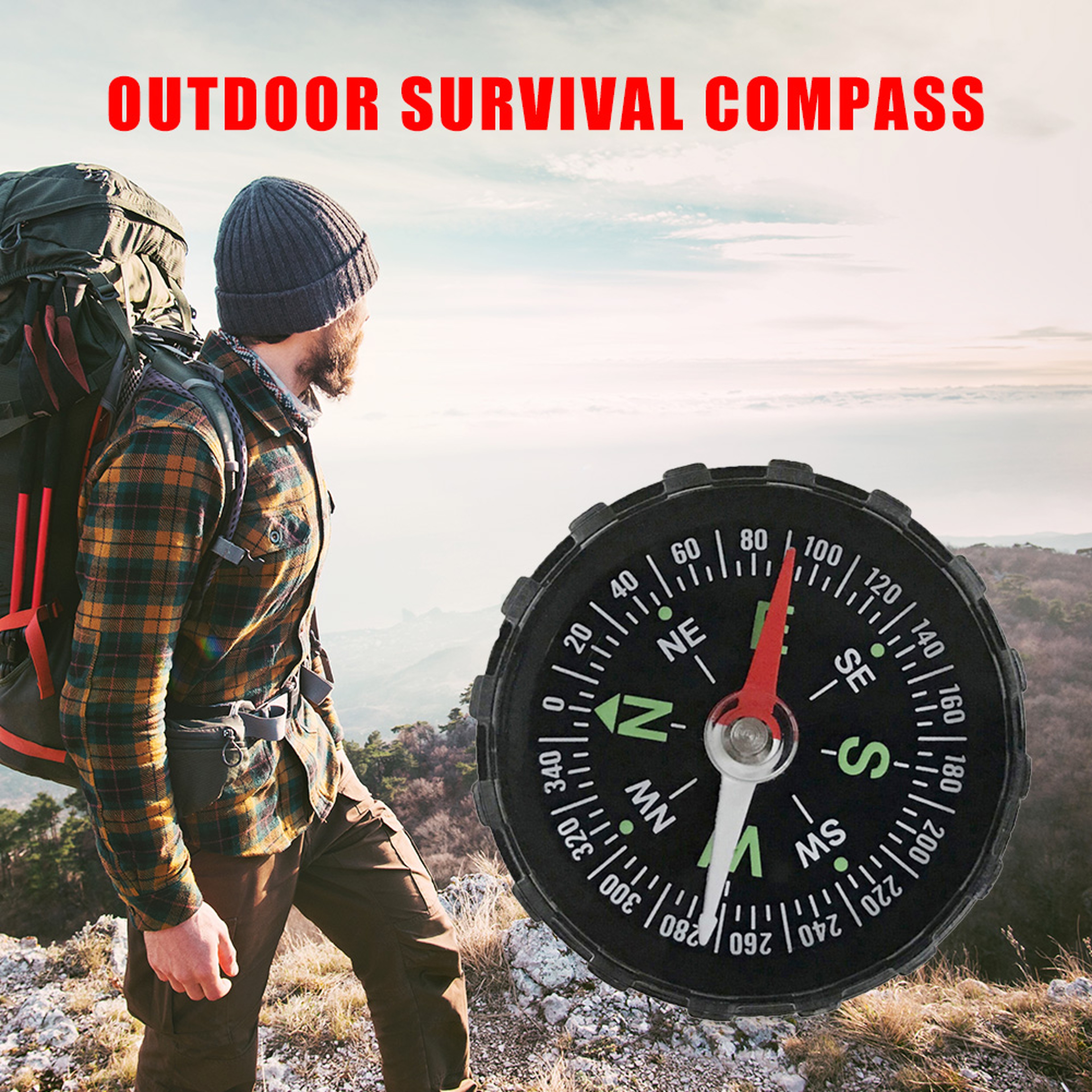Handheld Mini Compass for Outdoor Adventures  Compact Hiking & Camping Survival Navigation Tool – view 2
