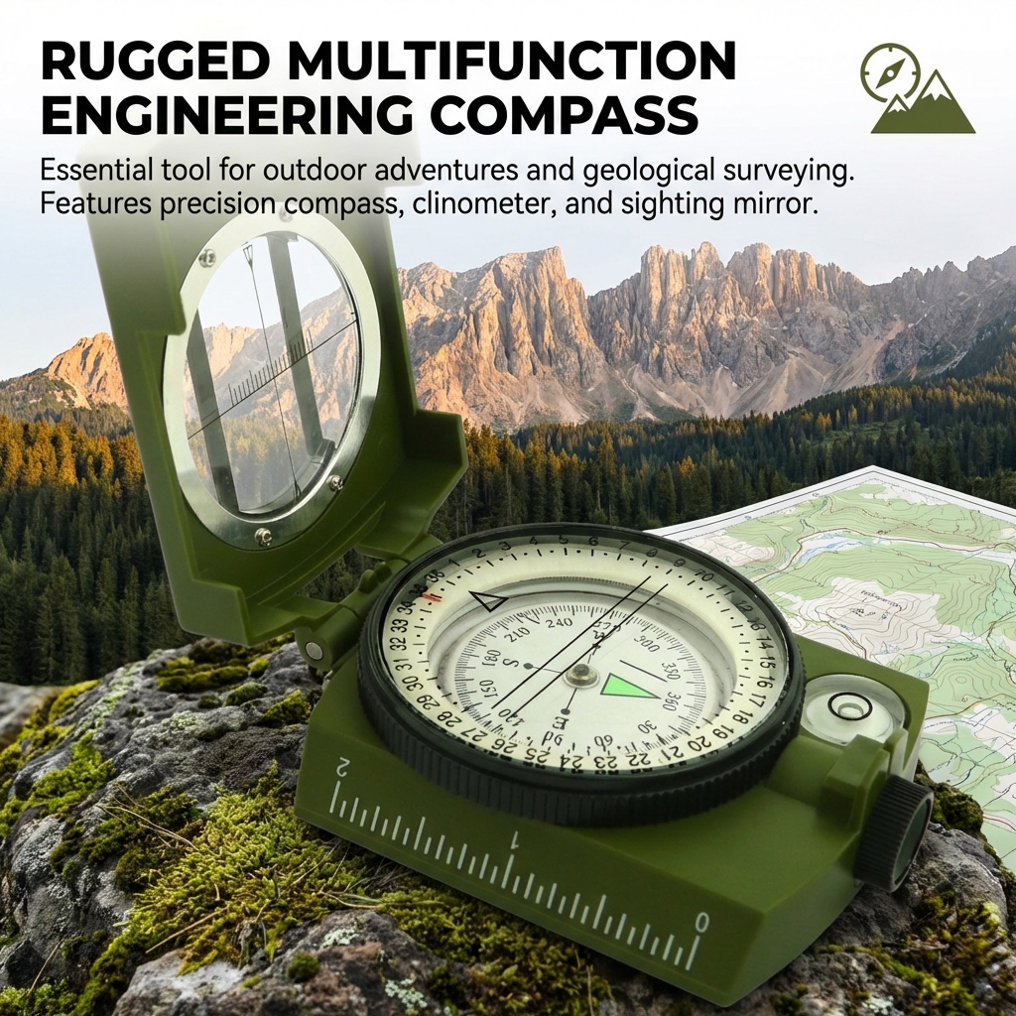 Tactical Survival Compass with Luminous Metal Sight  Professional Outdoor Hiking & Climbing Tool – view 4