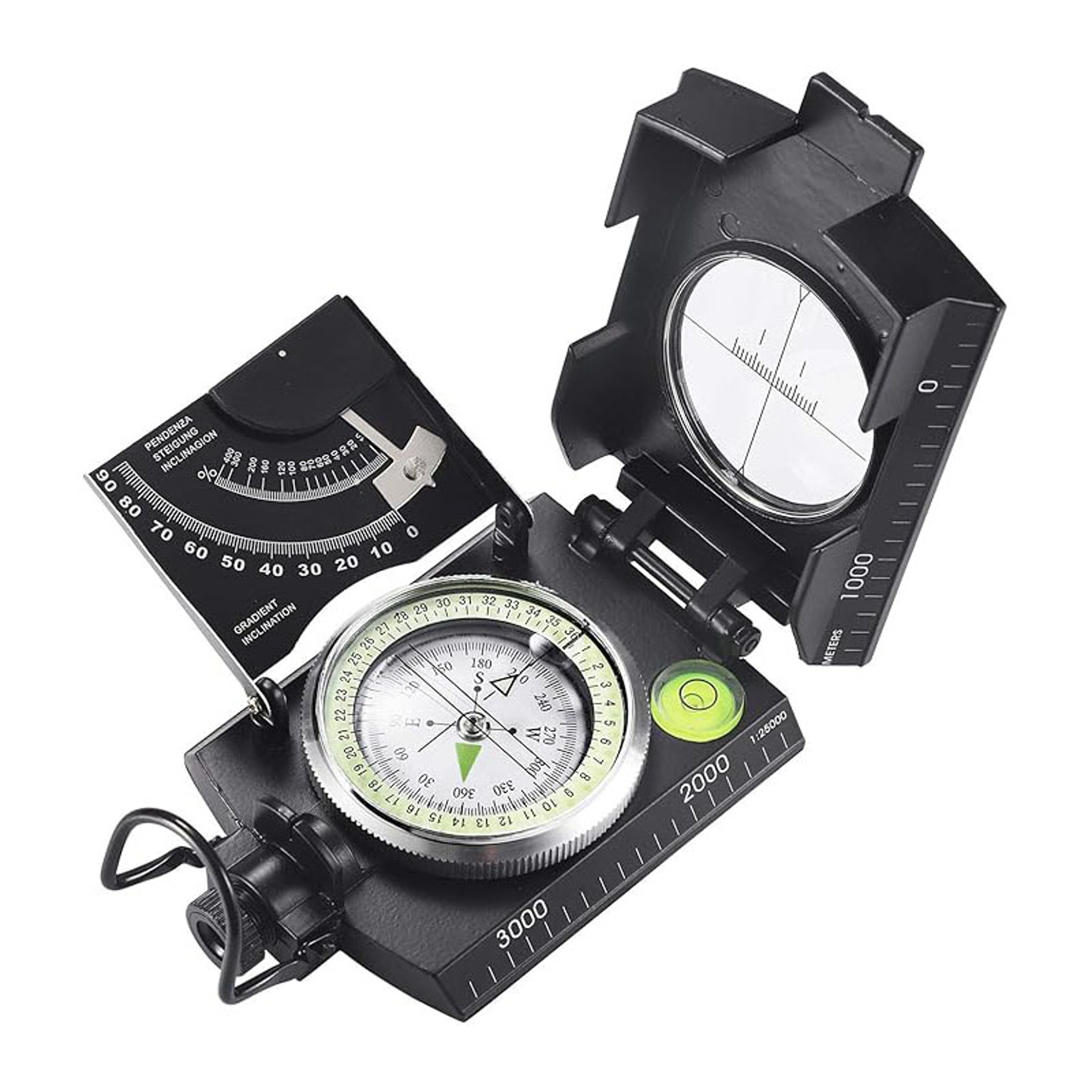 Multifunctional Waterproof Military Compass with Inclinometer - Impact-Resistant Navigation Tool for Hiking and Camping – view 1