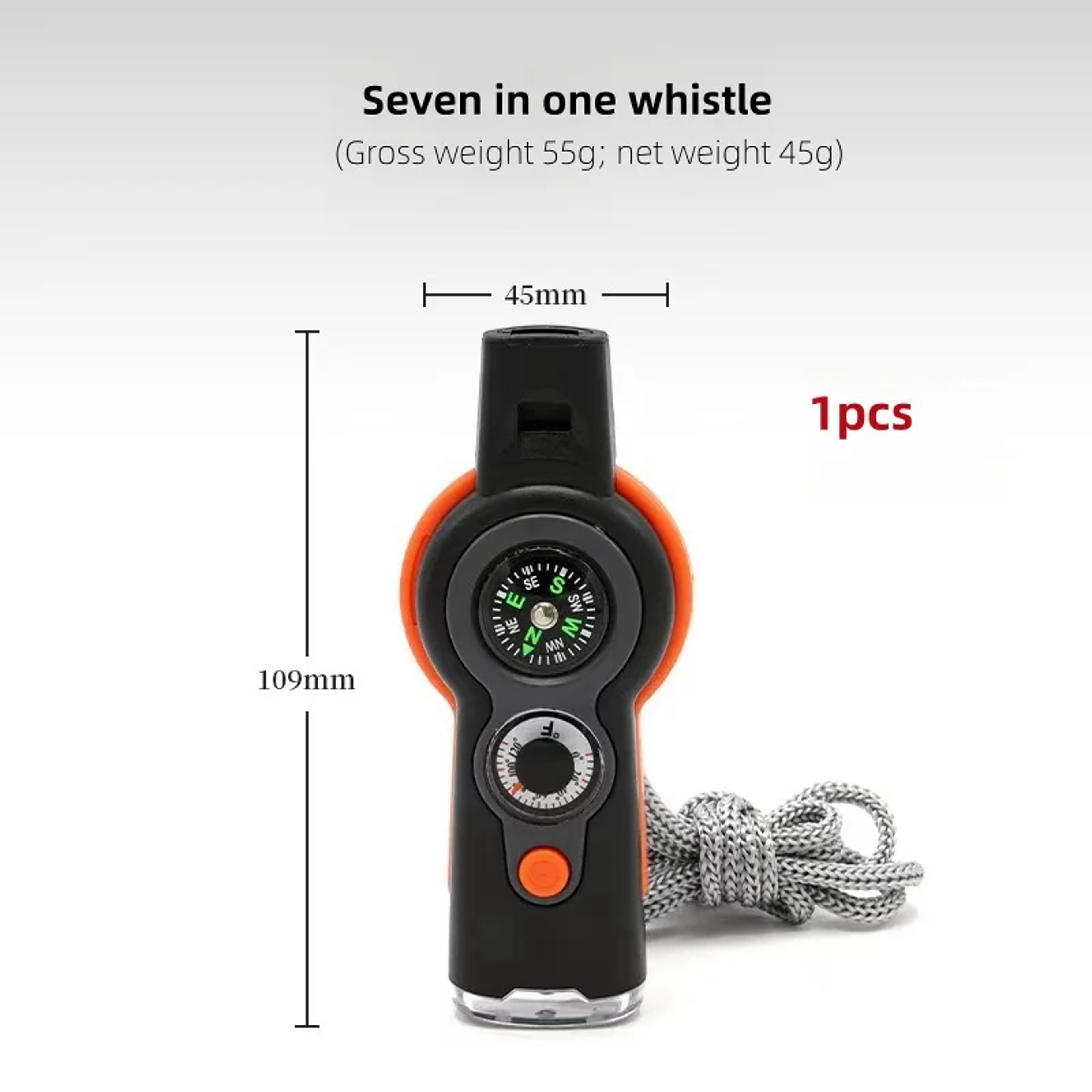 Emergency Survival Whistle with Compass and LED Light – view 7