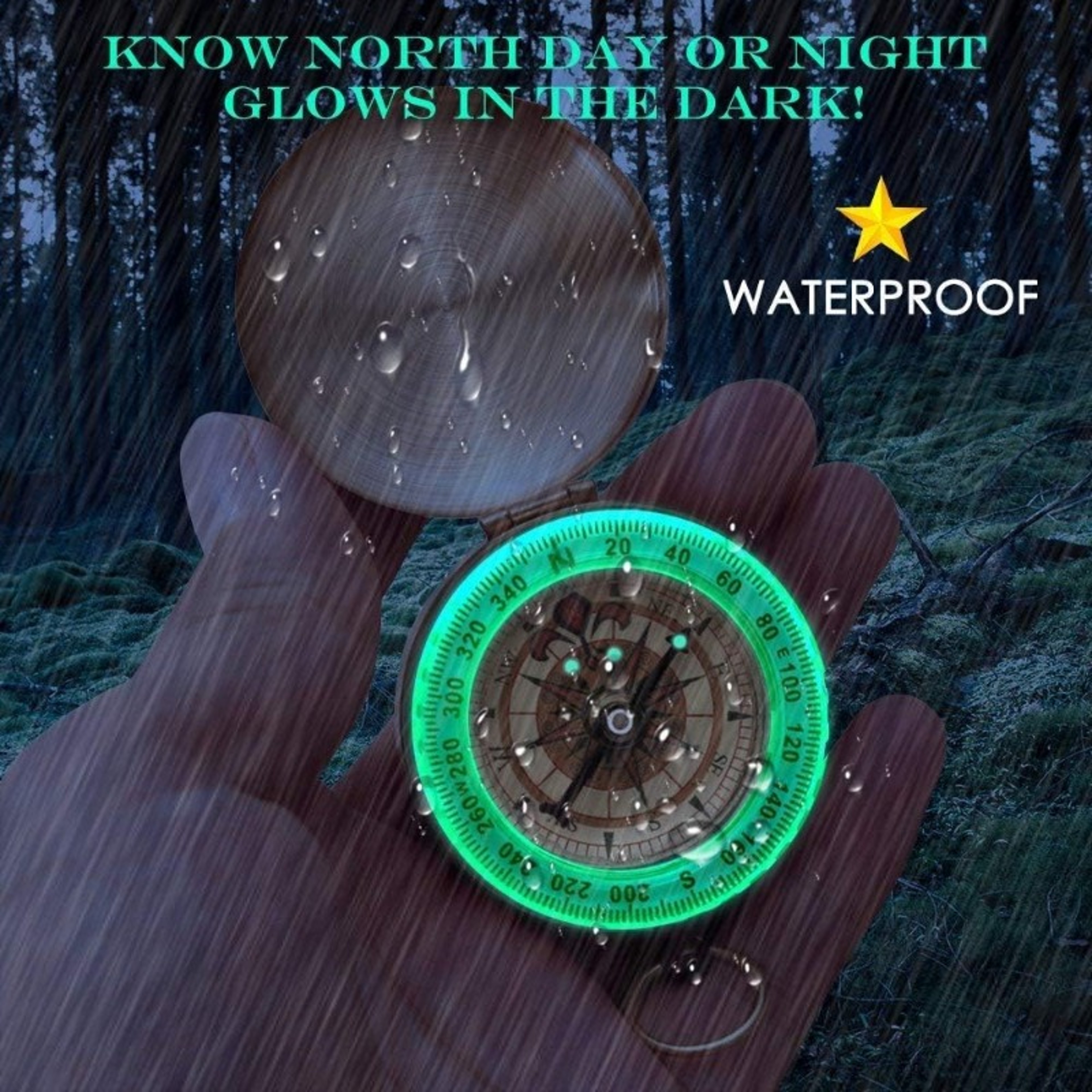 Portable Outdoor Navigation Compass  Fluorescent Camping Survival Tool for Hiking and Riding – view 2