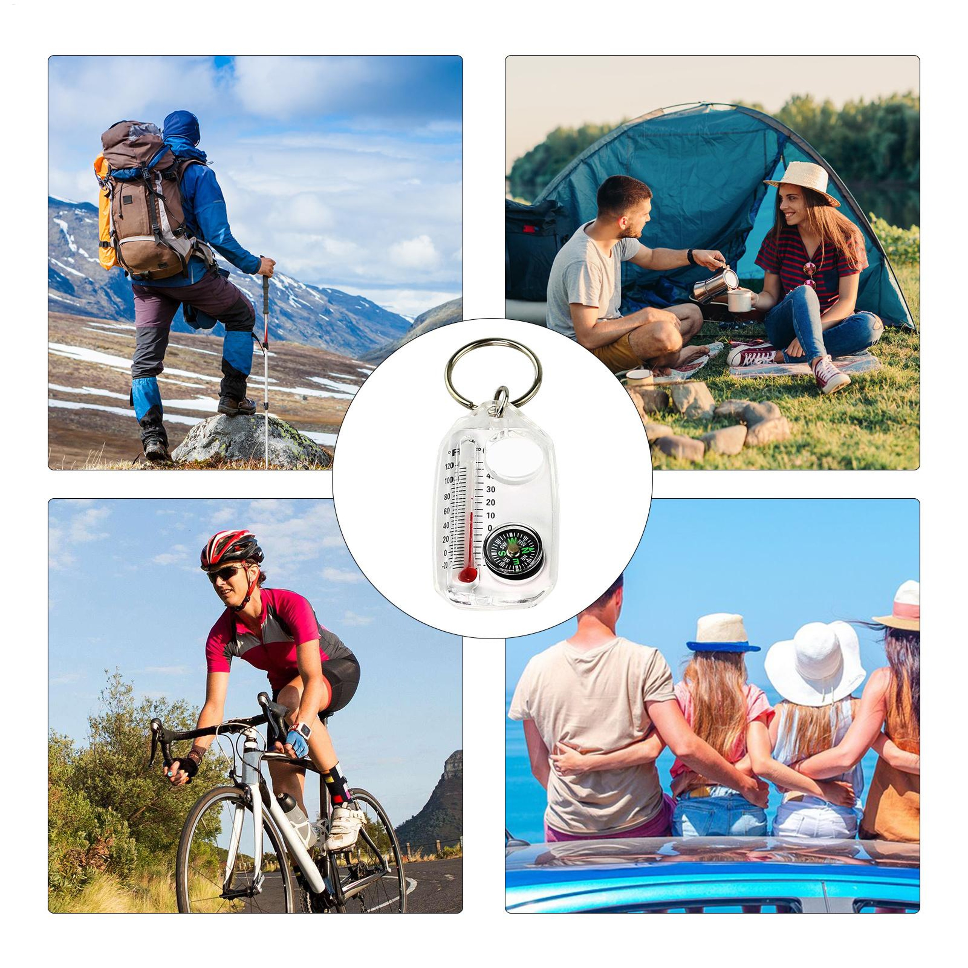 Mini Compass Keychain with Thermometer High Precision Guiding Compass for Camping & Survival – view 5
