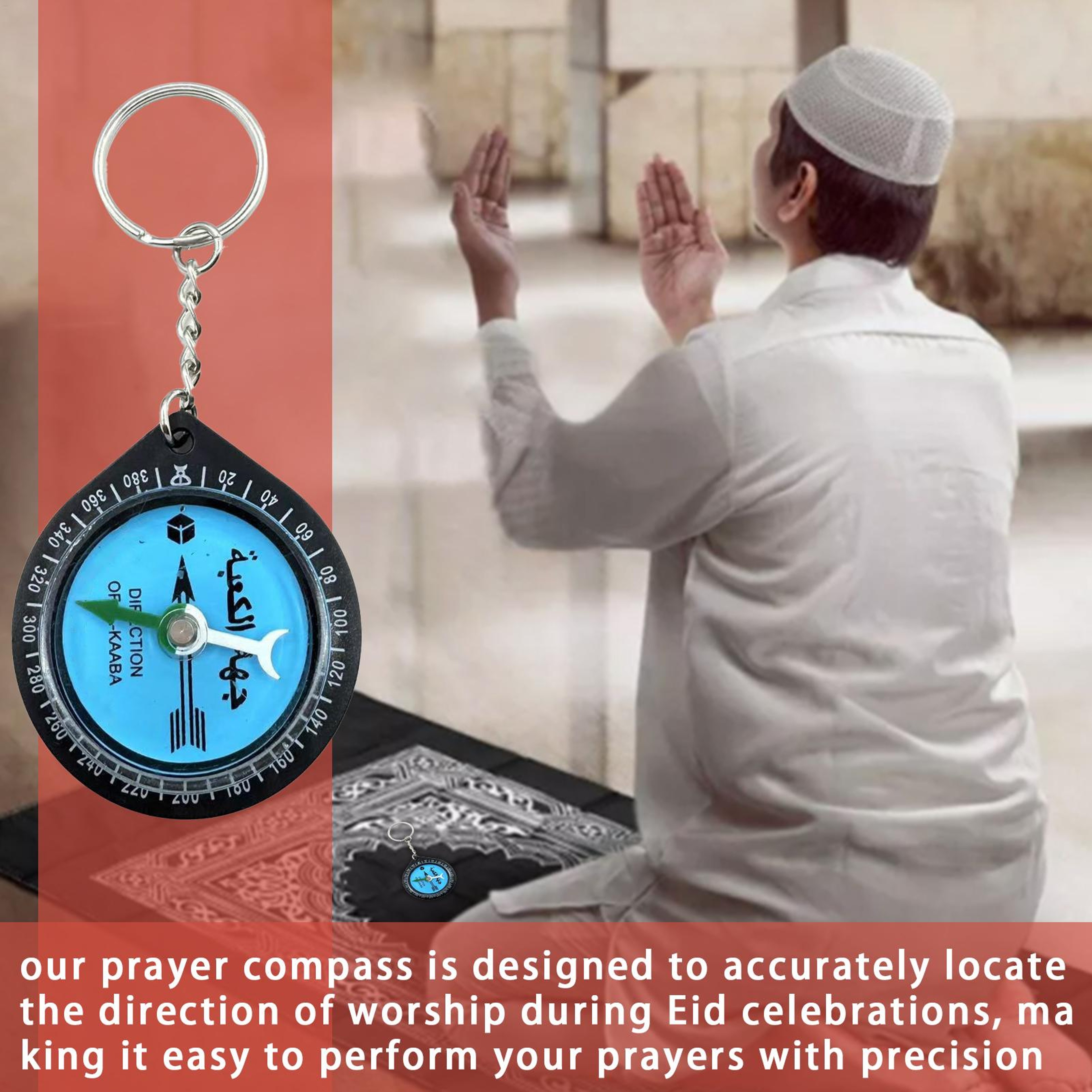 Portable Muslim Qibla Compass for Hiking & Eid Prayer  Keychain Decor for Camping & Backpacking – view 5