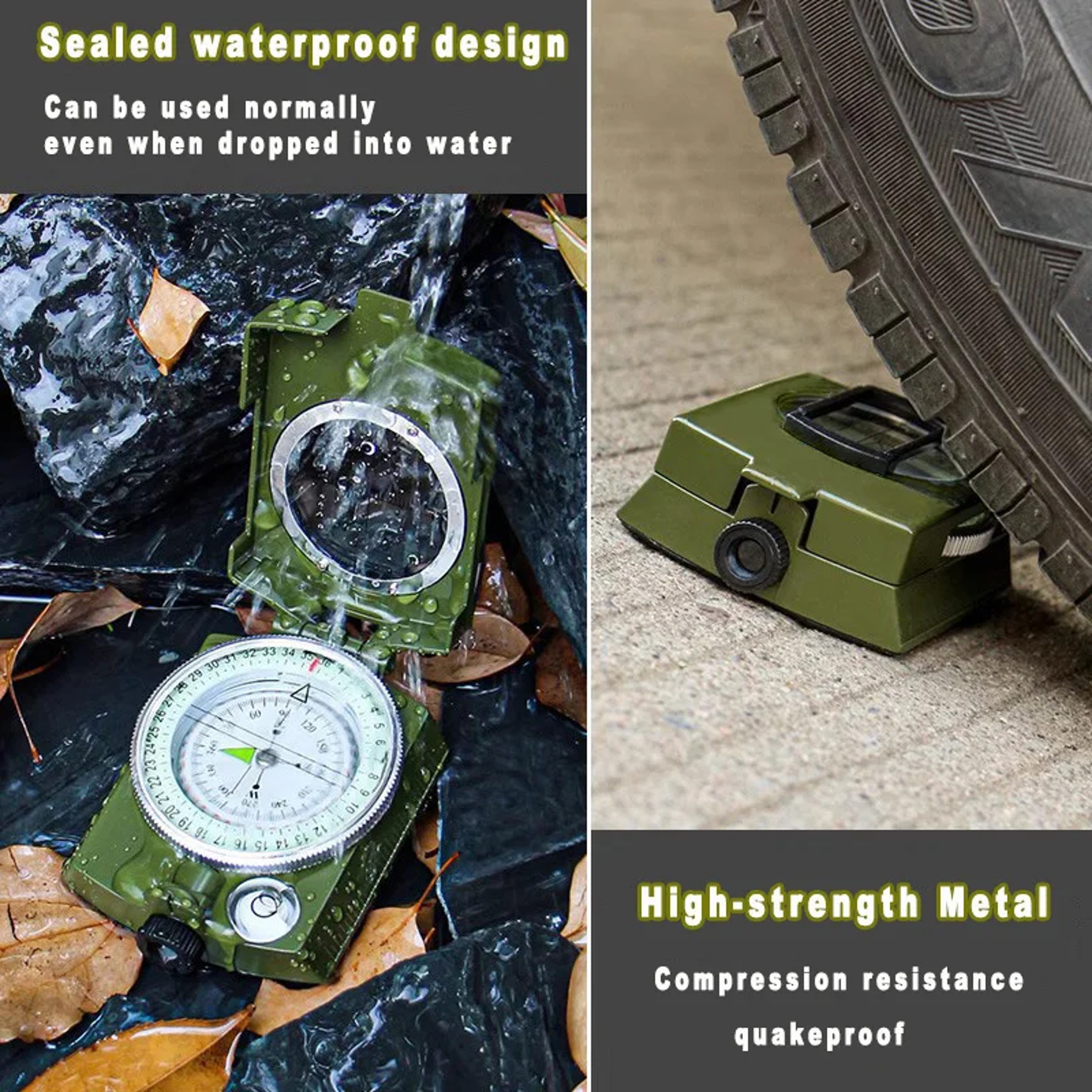 Multifunctional Tactical Military Compass | Waterproof & Impact-Resistant Lensatic Compass for Hiking & Survival – view 3