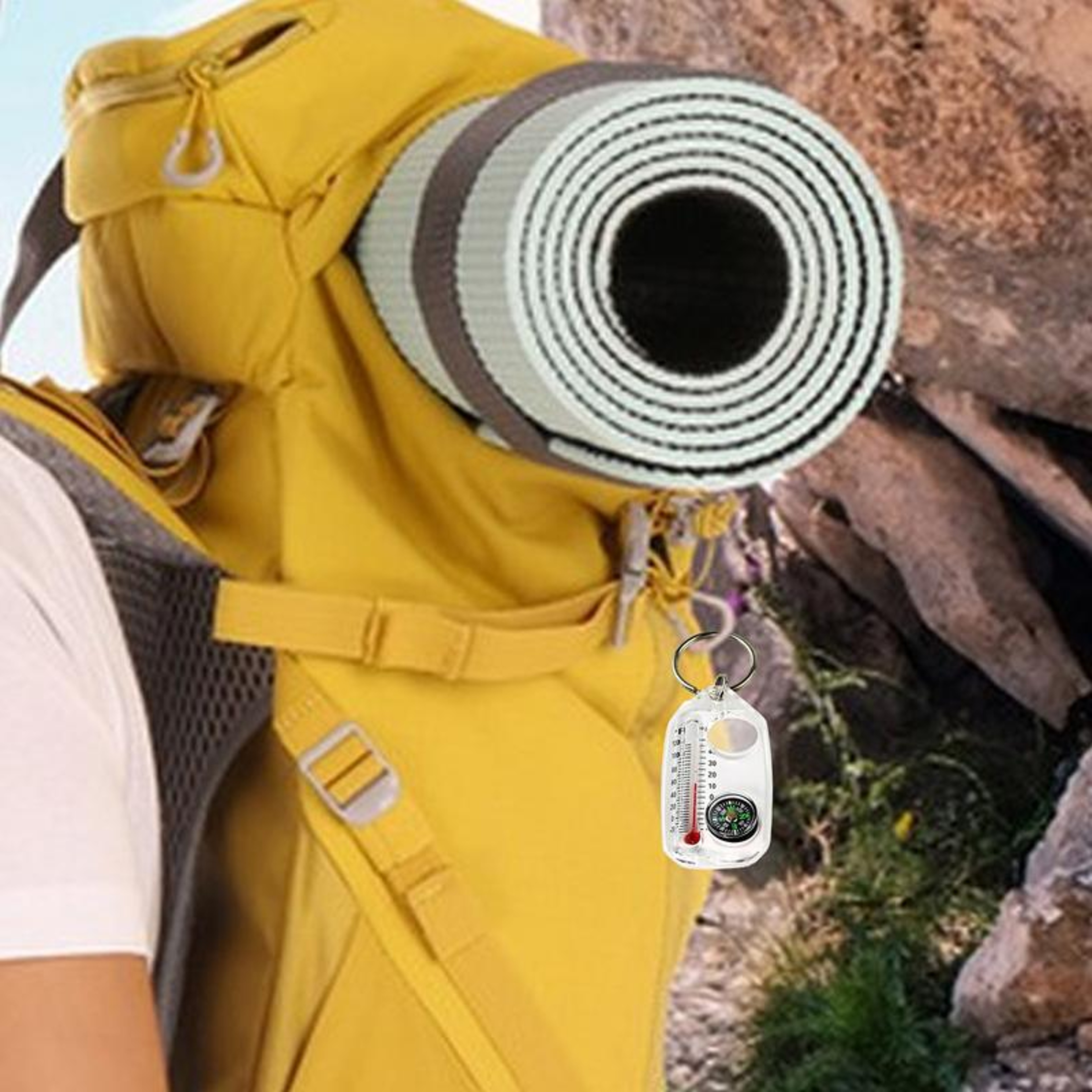 Mini Compass Keychain Survival Thermometer Tool for Outdoor Adventures  Perfect for Hiking and Mountaineering – view 4