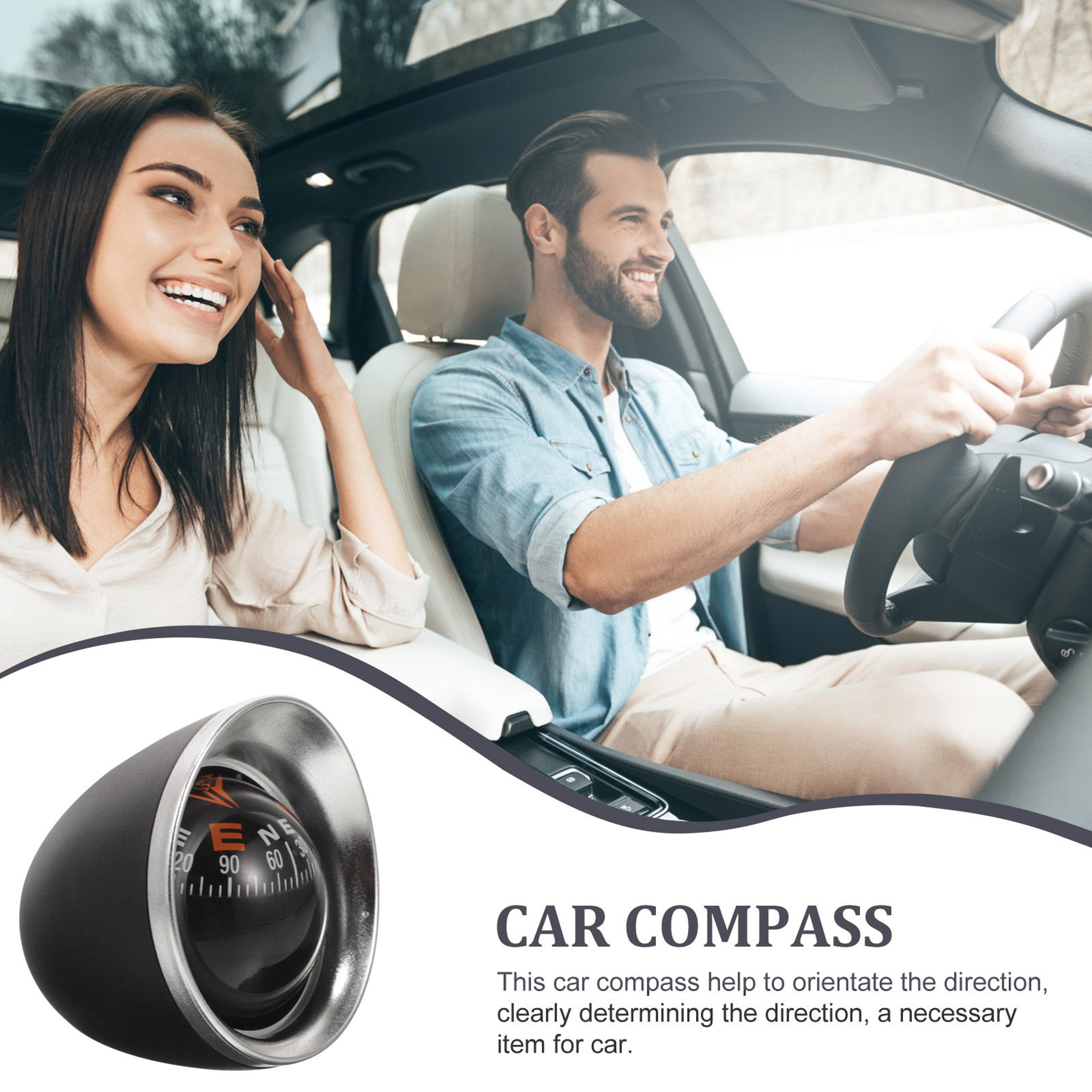 Mini Car Compass Dashboard Mount ABS Acrylic Direction Finder for Auto and Boat Navigation – view 3