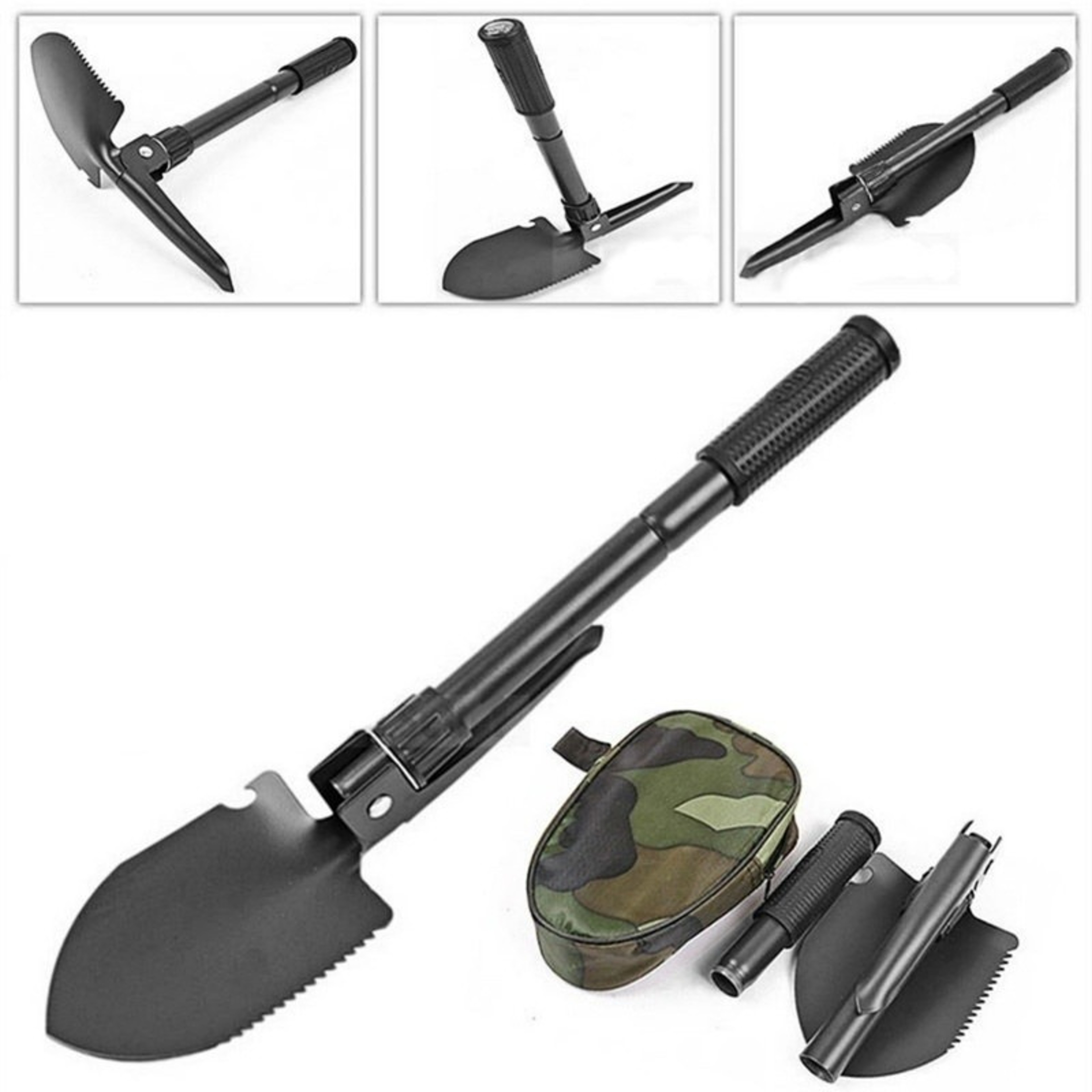 Multi-Purpose Foldable Shovel with Compass Perfect for Camping, Hiking, Gardening – view 1
