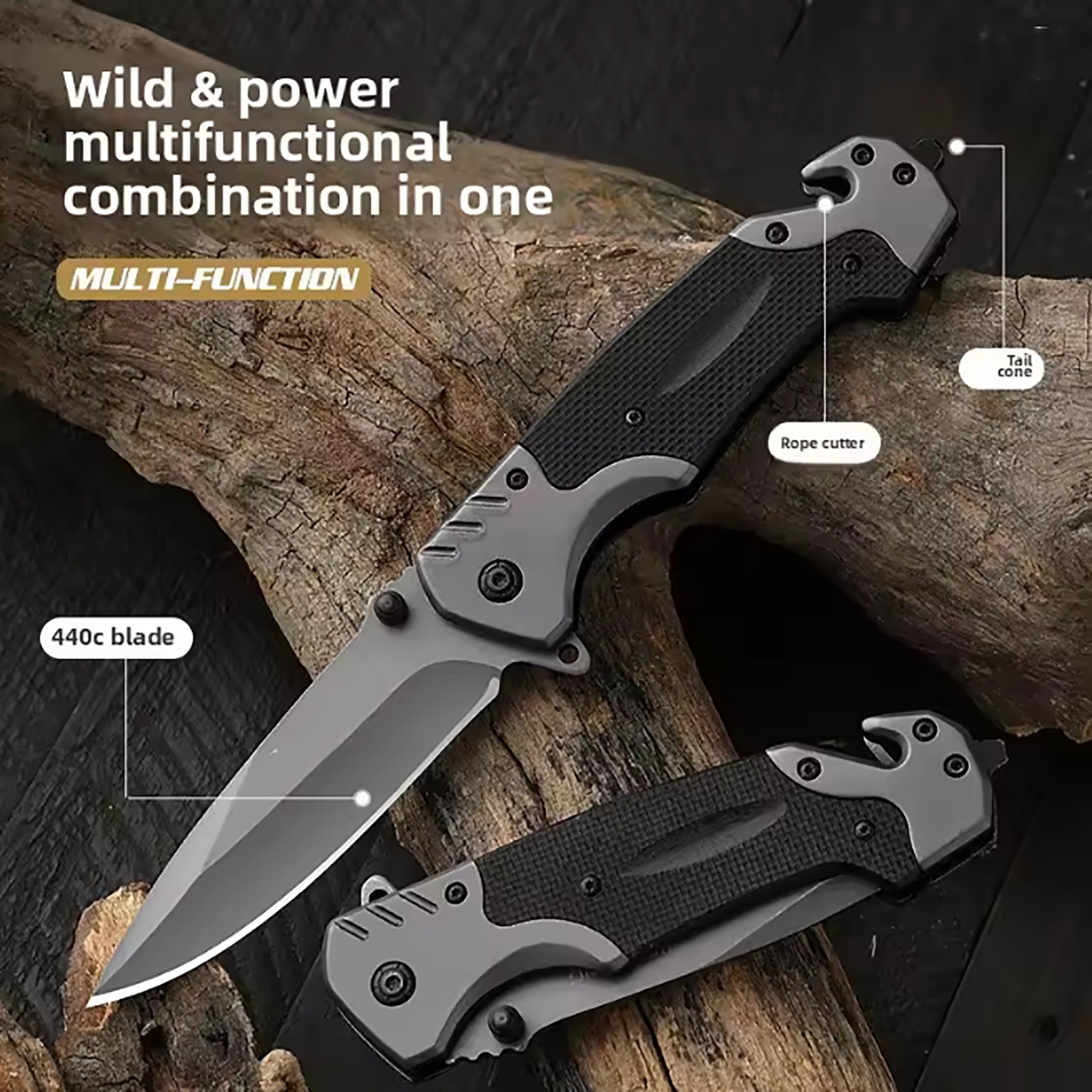 Men's EDC Pocket Knife  Folding Tactical Knife for Outdoor Survival, Camping, and Hunting – view 2