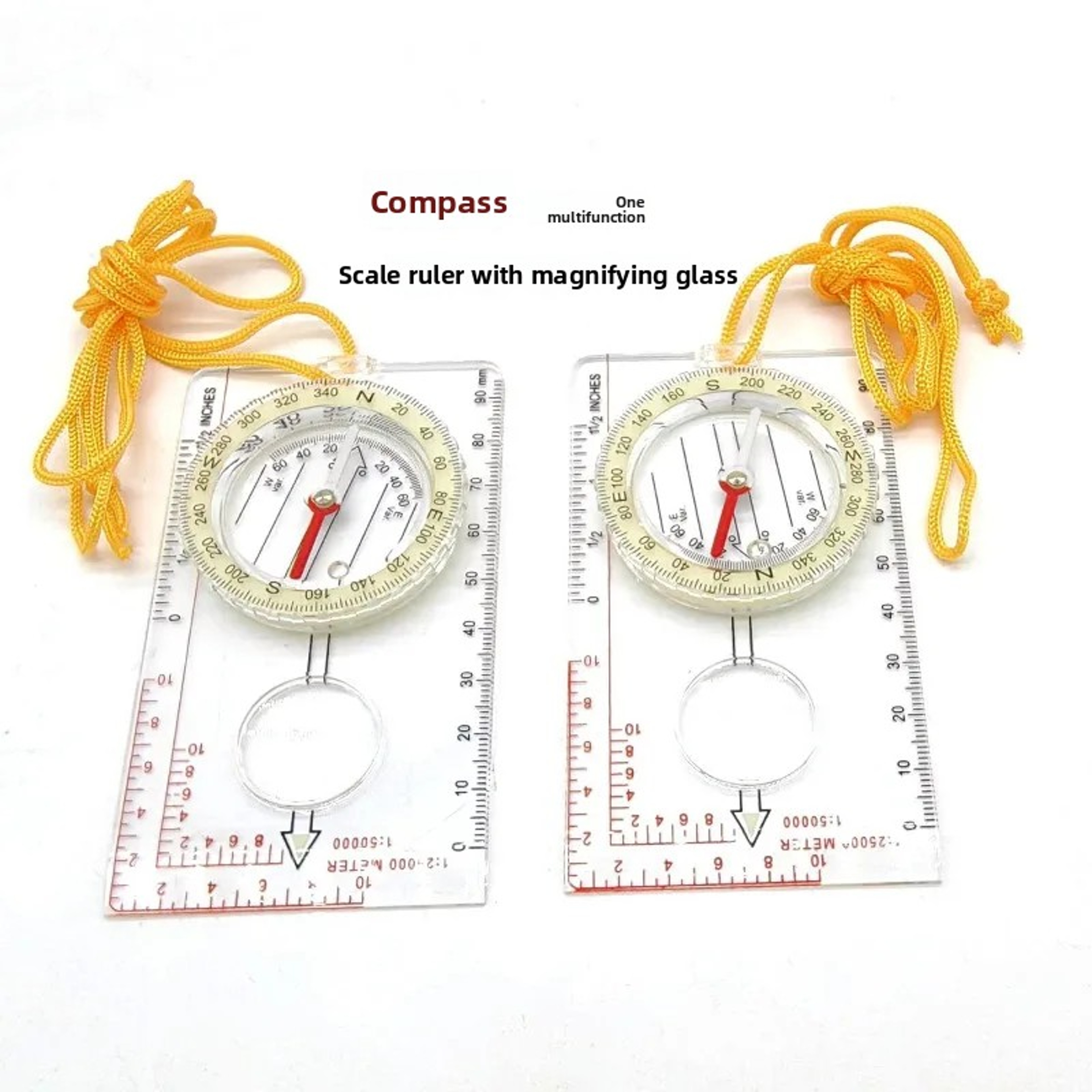 Glow in the Dark Orienteering Compass with Map Ruler and Magnifier for Hiking and Navigation – view 1