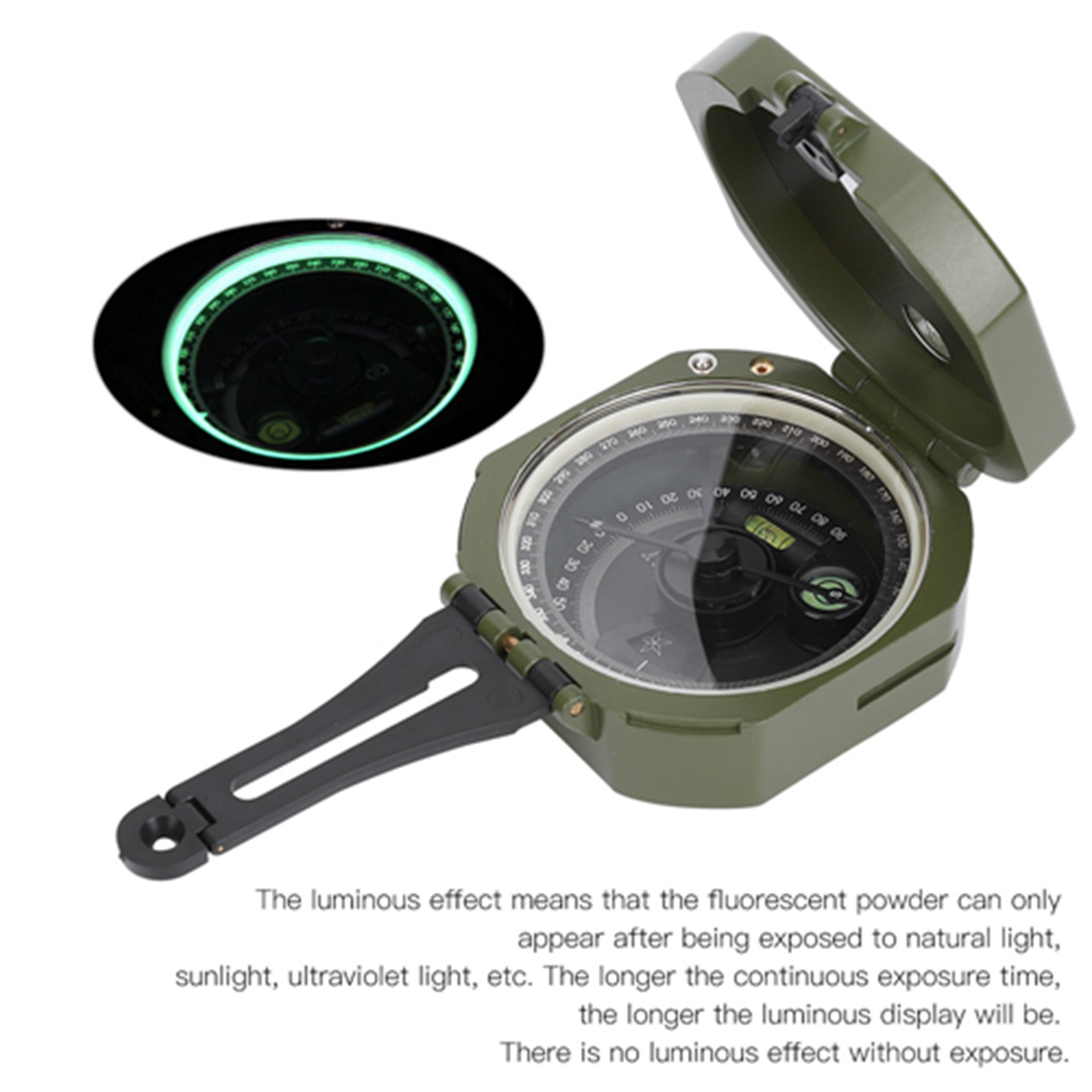 High Accuracy Geological Compass Waterproof Fluorescent Hiking Navigation Compass – view 5