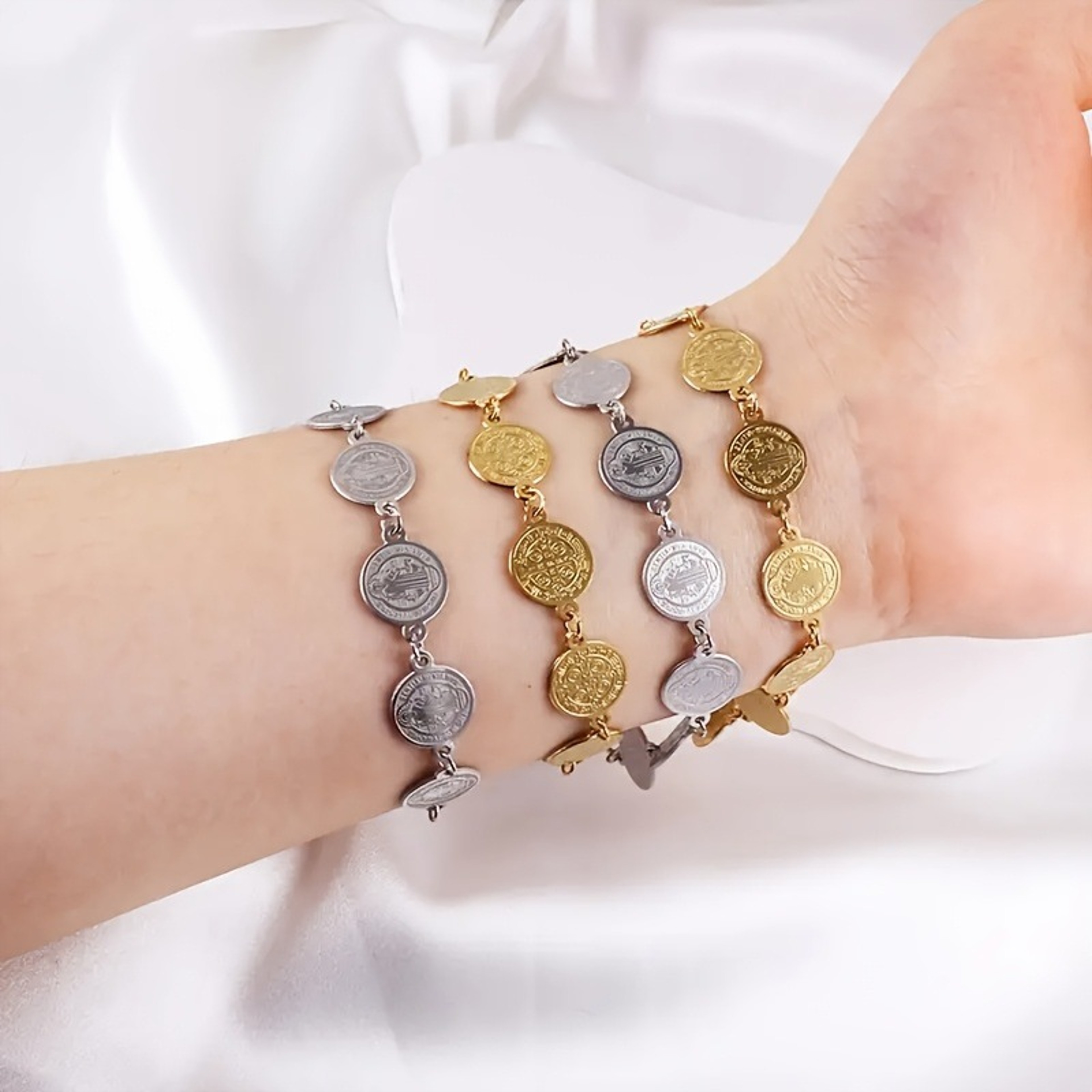Saint Benedict Bracelet Spiritual Protection Stainless Steel Faith Amulet Jewelry – view 4