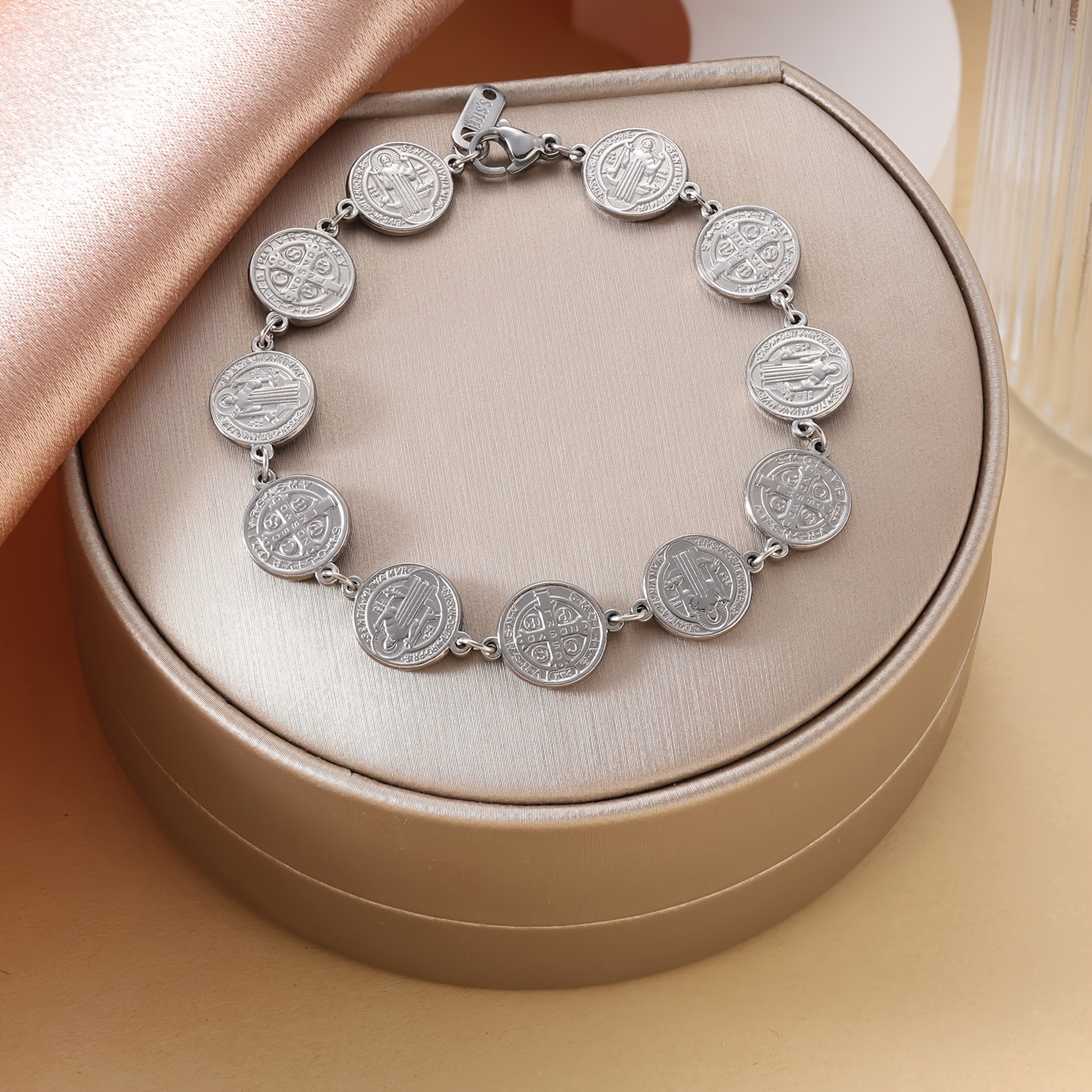 Saint Benedict Bracelet Spiritual Protection Stainless Steel Faith Amulet Jewelry – view 7