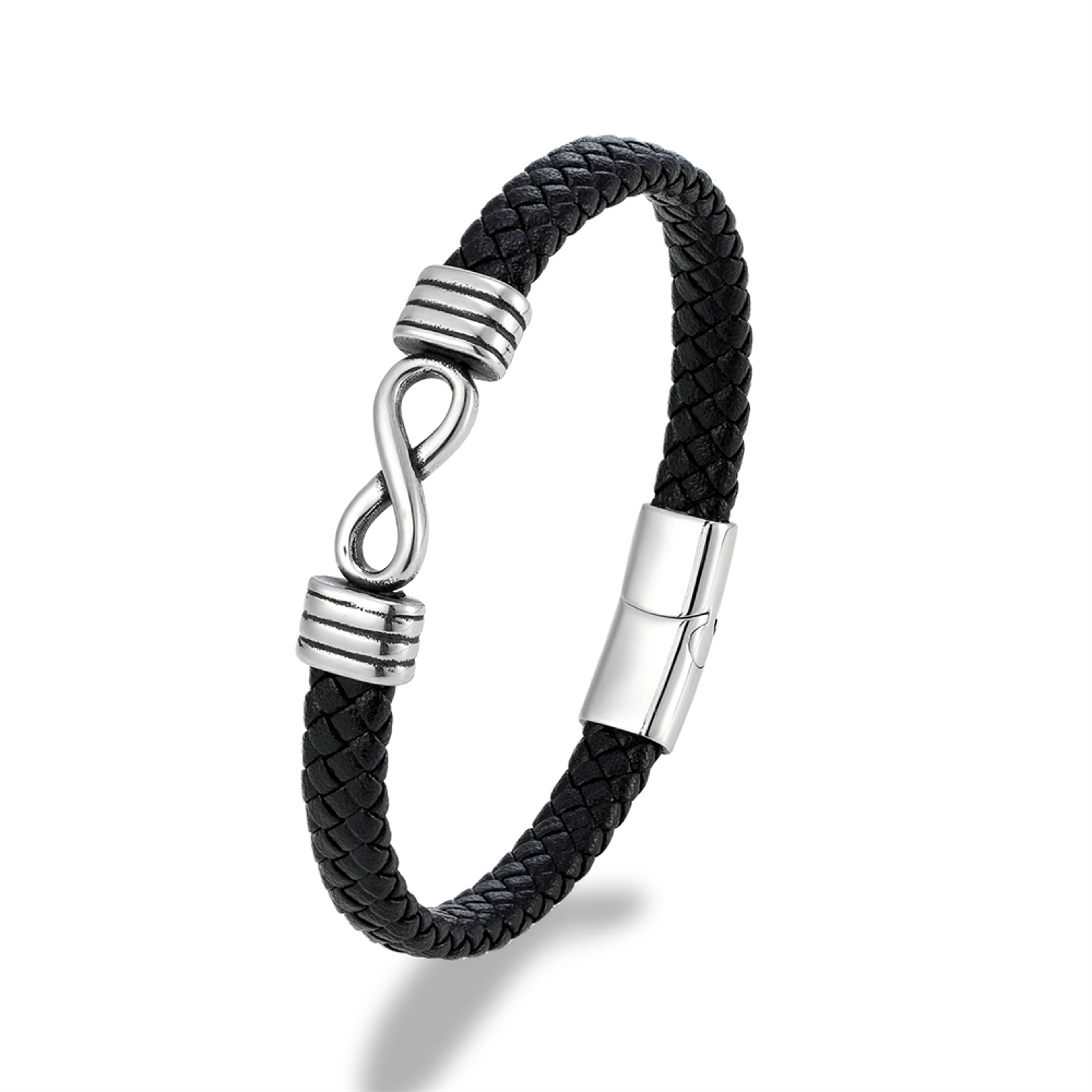 Handmade genuine leather bracelet with Infinity Mobius Steel Band for Men and Couples Gift – view 6