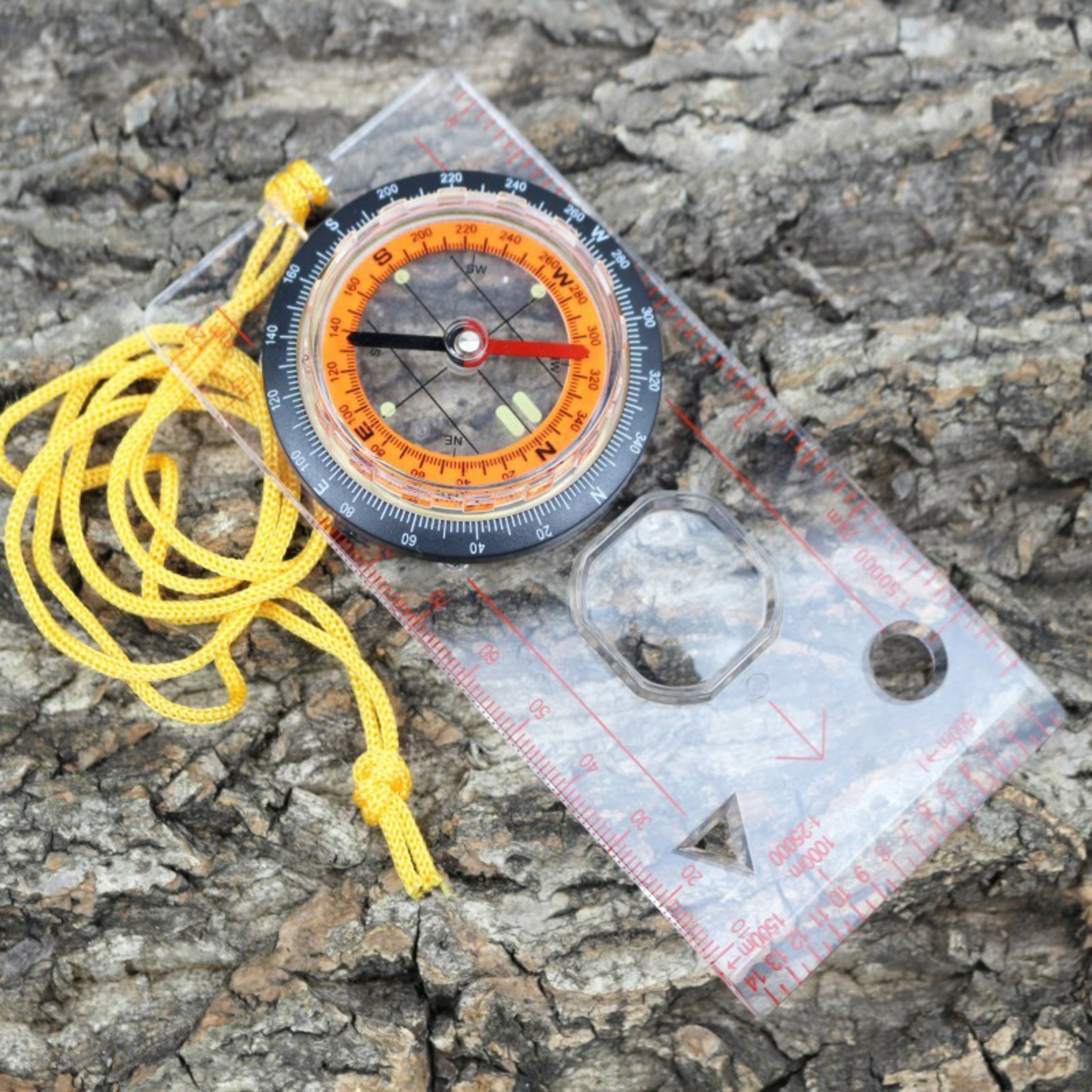 Portable Navigation Compass Ruler Set with Lanyard for Hiking Map Reading Survival Gear – view 1