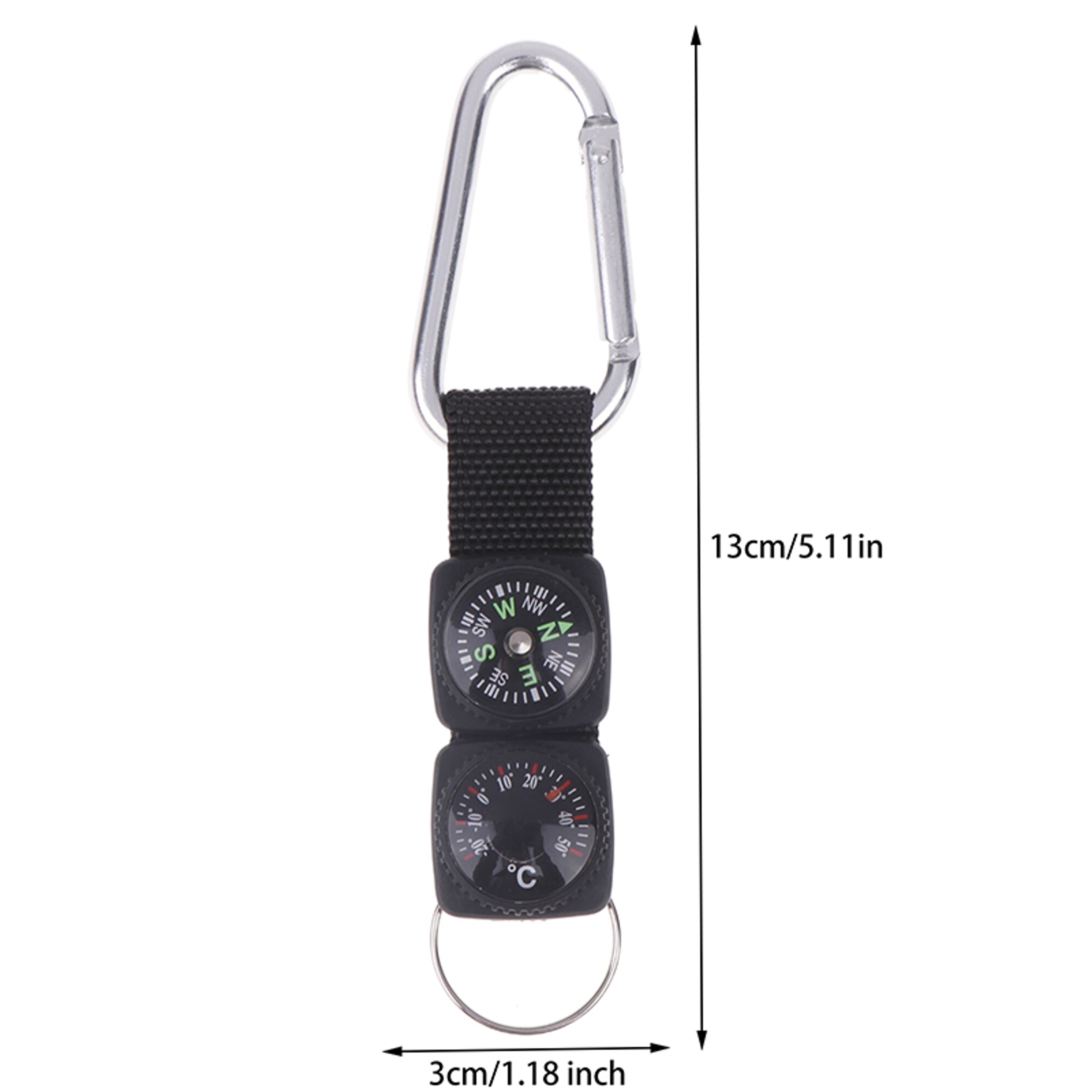 Mini Compass Keychain with Carabiner Portable Hiking Compass Tool for Outdoor Survival Gear – view 6