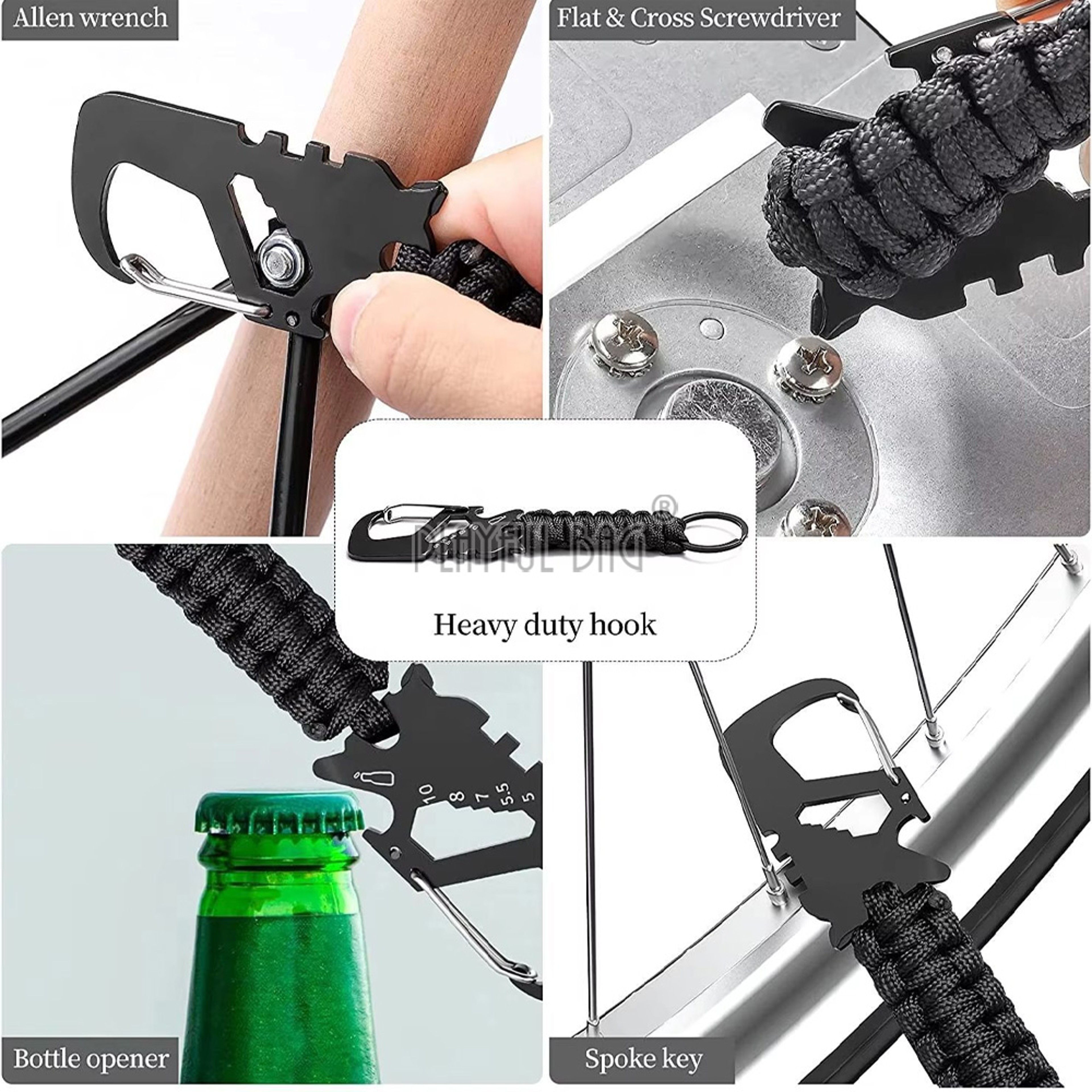 Multi Tool Keychain Bottle Opener Wrench Screwdriver EDC Carabiner Clip 1