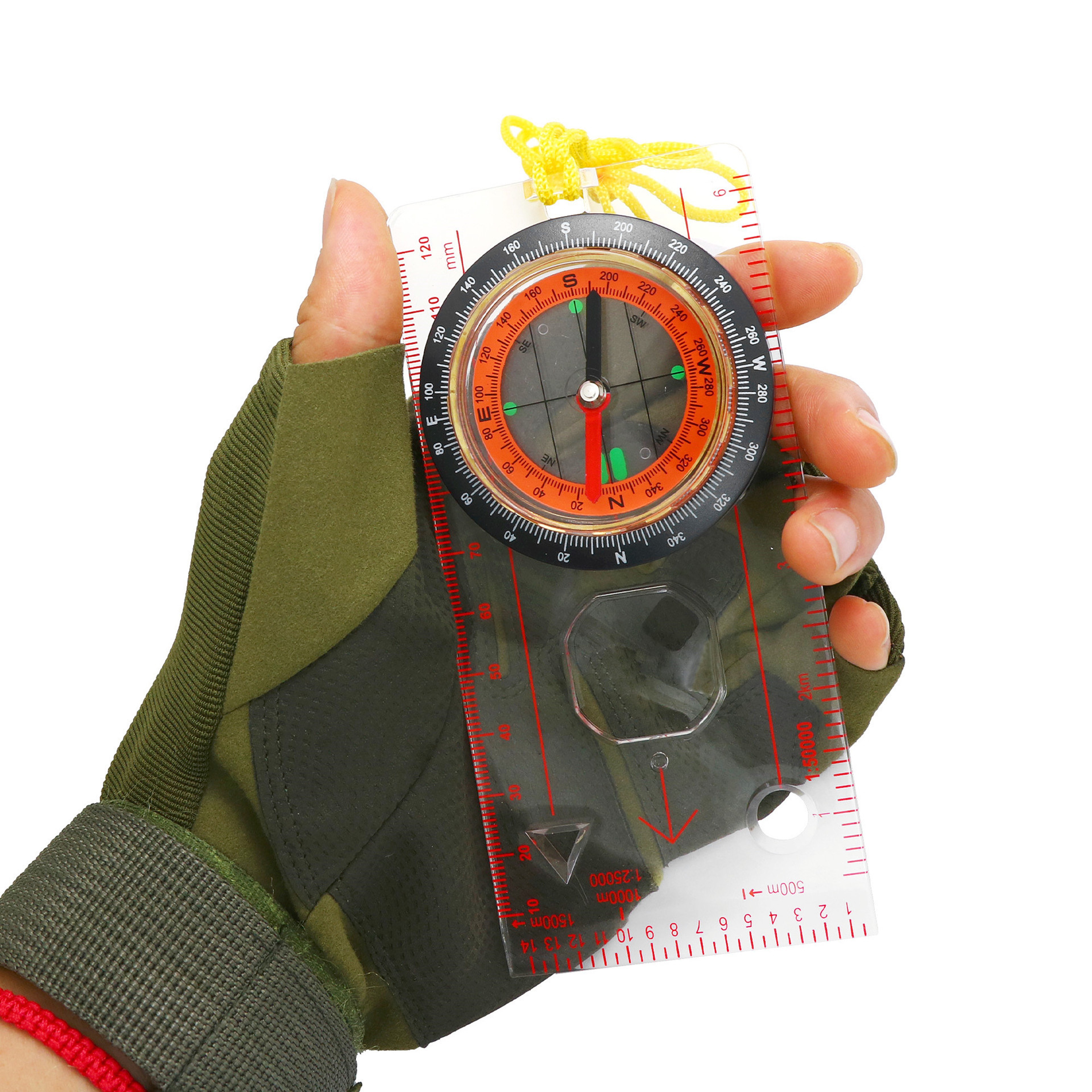 Portable Navigation Compass Ruler Multifunction Map Tool for Hiking Camping Survival – view 1