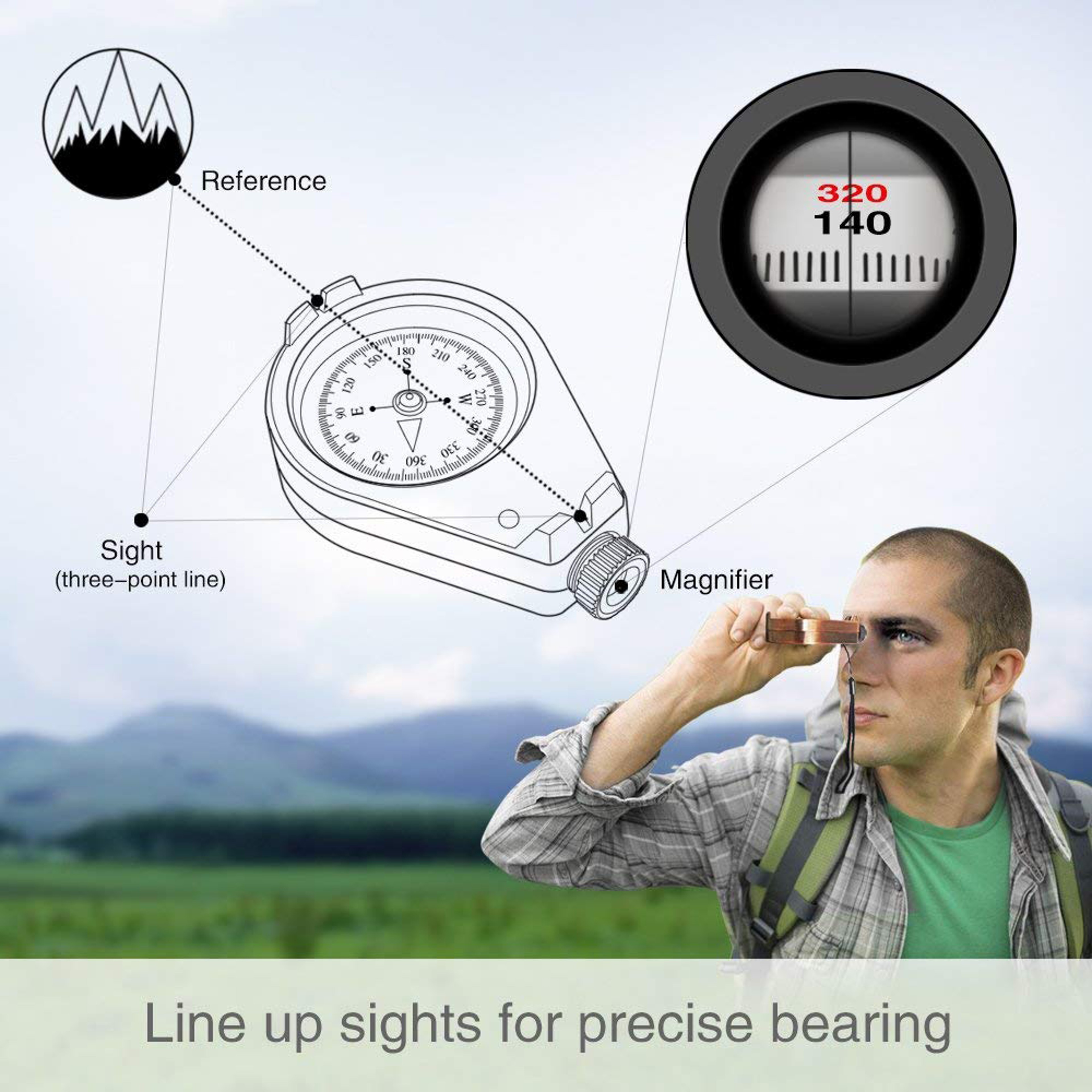 Classic waterproof compass for hiking and camping navigation – view 3