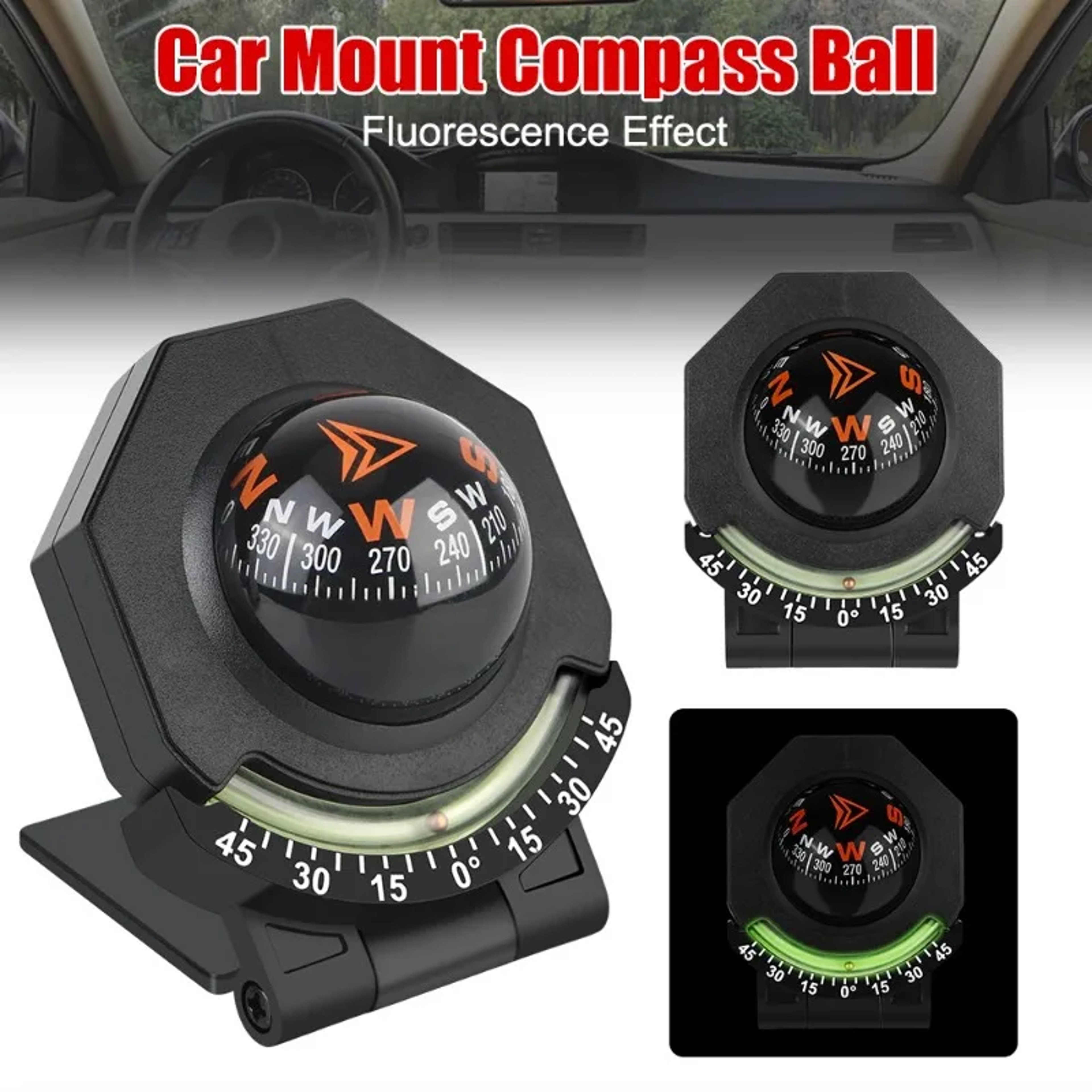 High Precision Car Dashboard Compass with Slope Meter for Off Road Navigation – view 1