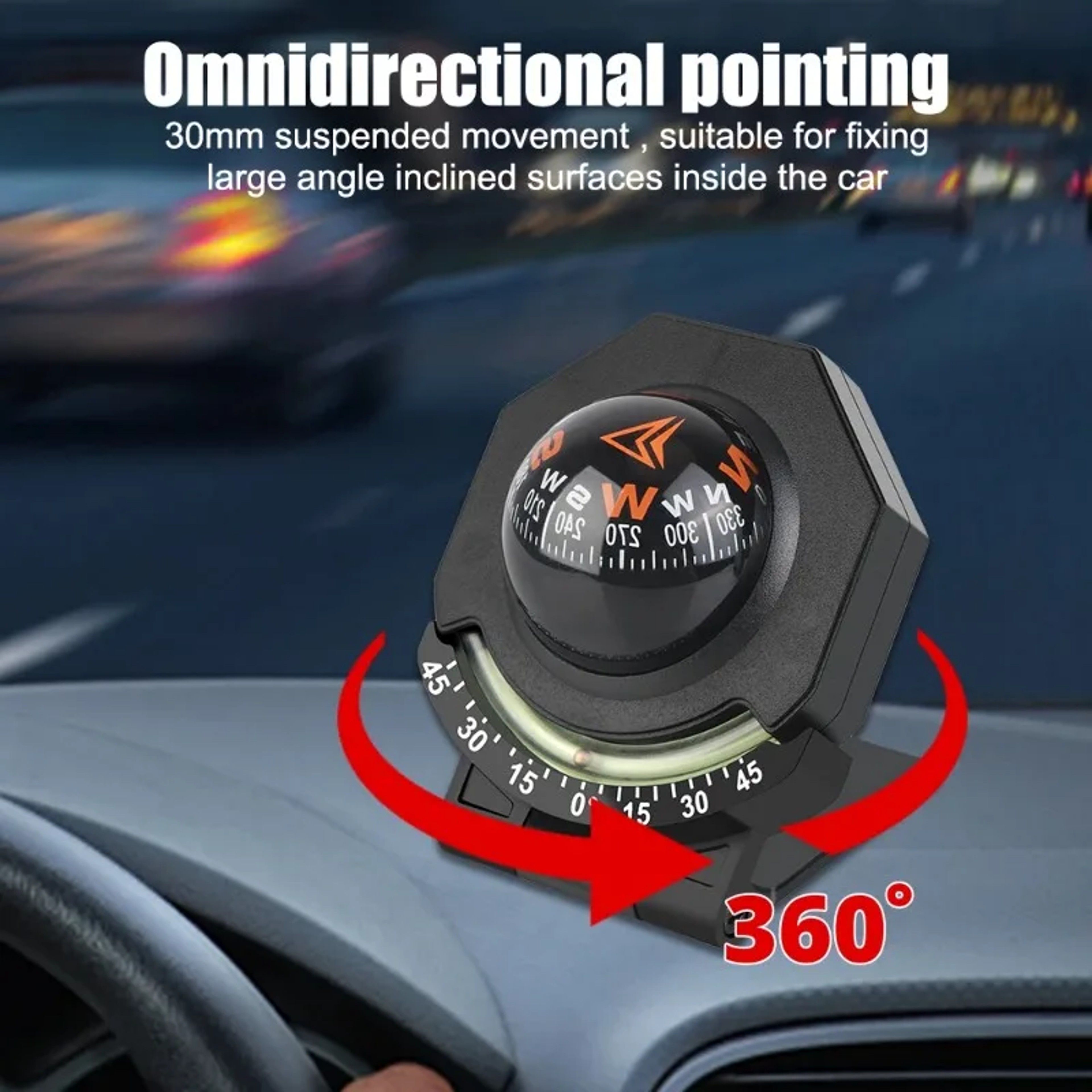 High Precision Car Dashboard Compass with Slope Meter for Off Road Navigation – view 6