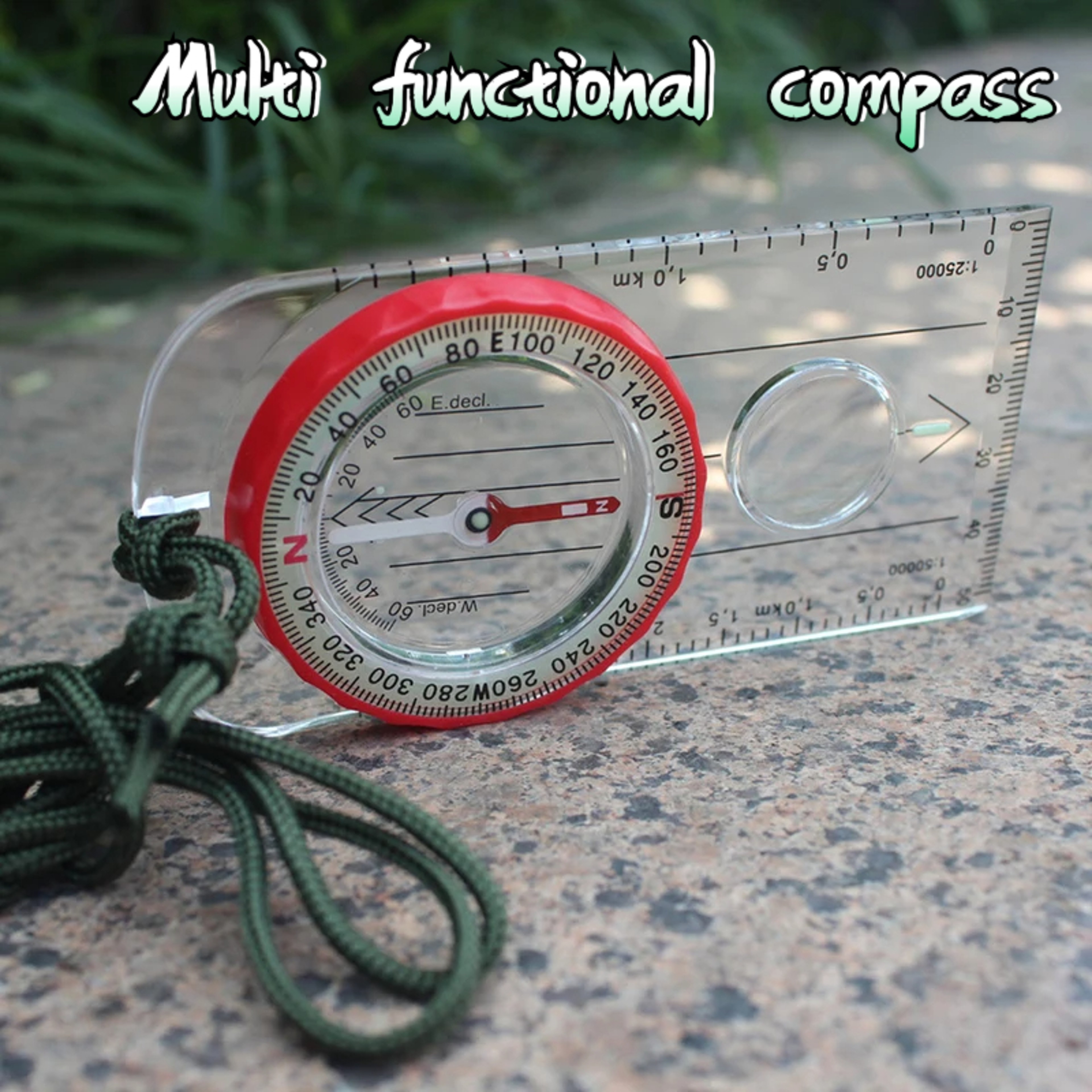 Precision Rotating Dial Compass with Magnifier and Luminous Map Scale for Hiking and Camping – view 2