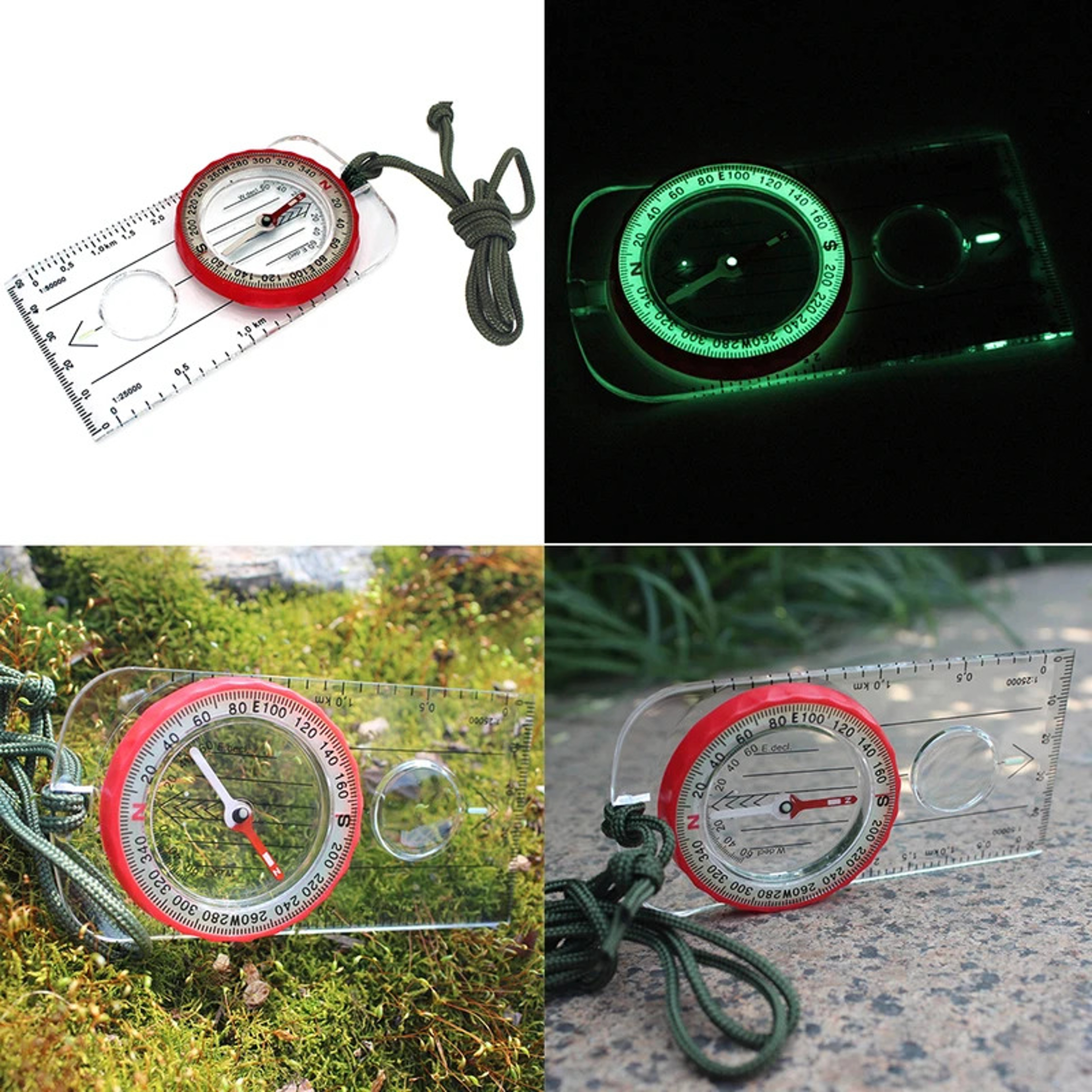 Precision Rotating Dial Compass with Magnifier and Luminous Map Scale for Hiking and Camping – view 4