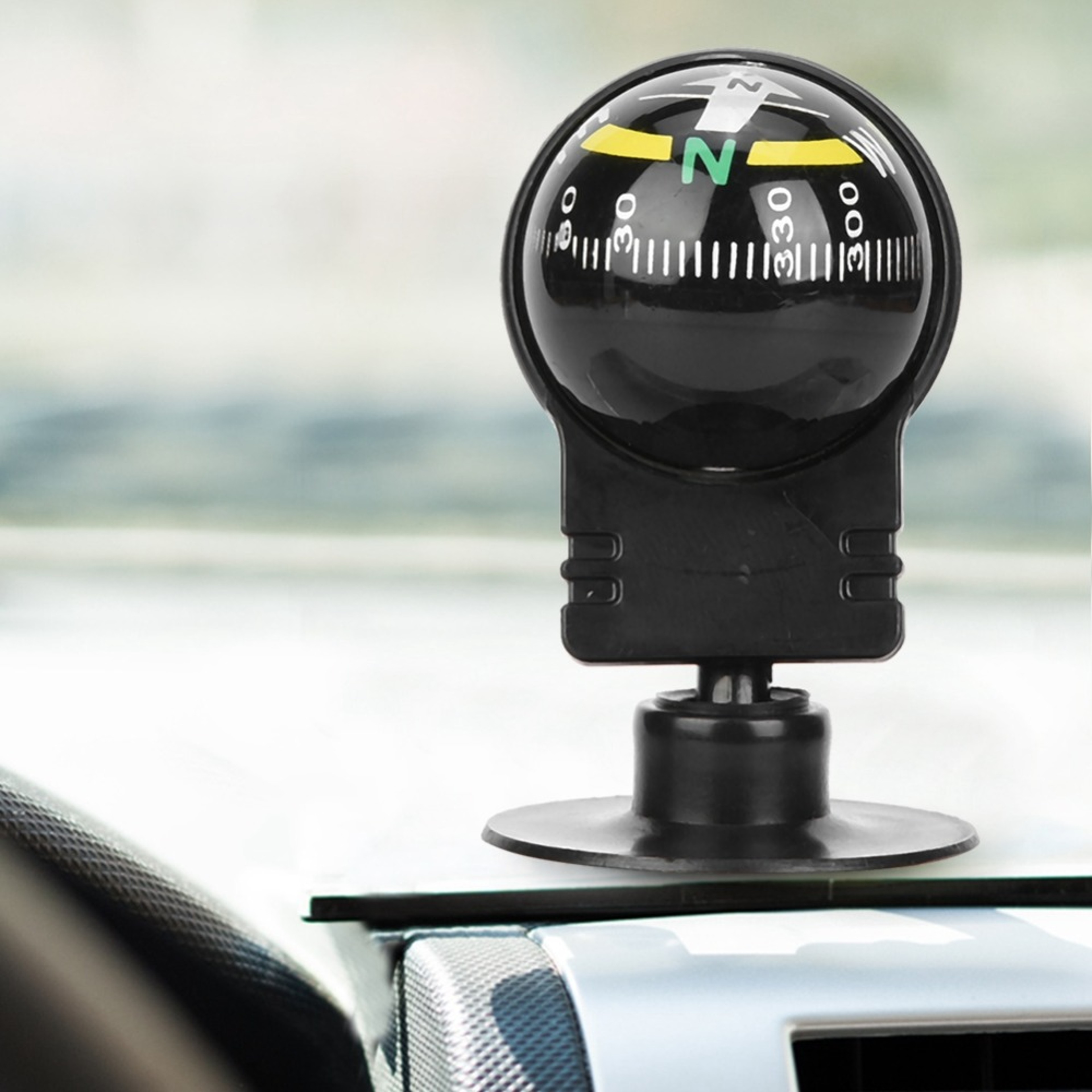 Adjustable car compass with suction mount dashboard navigation ball guide – view 2