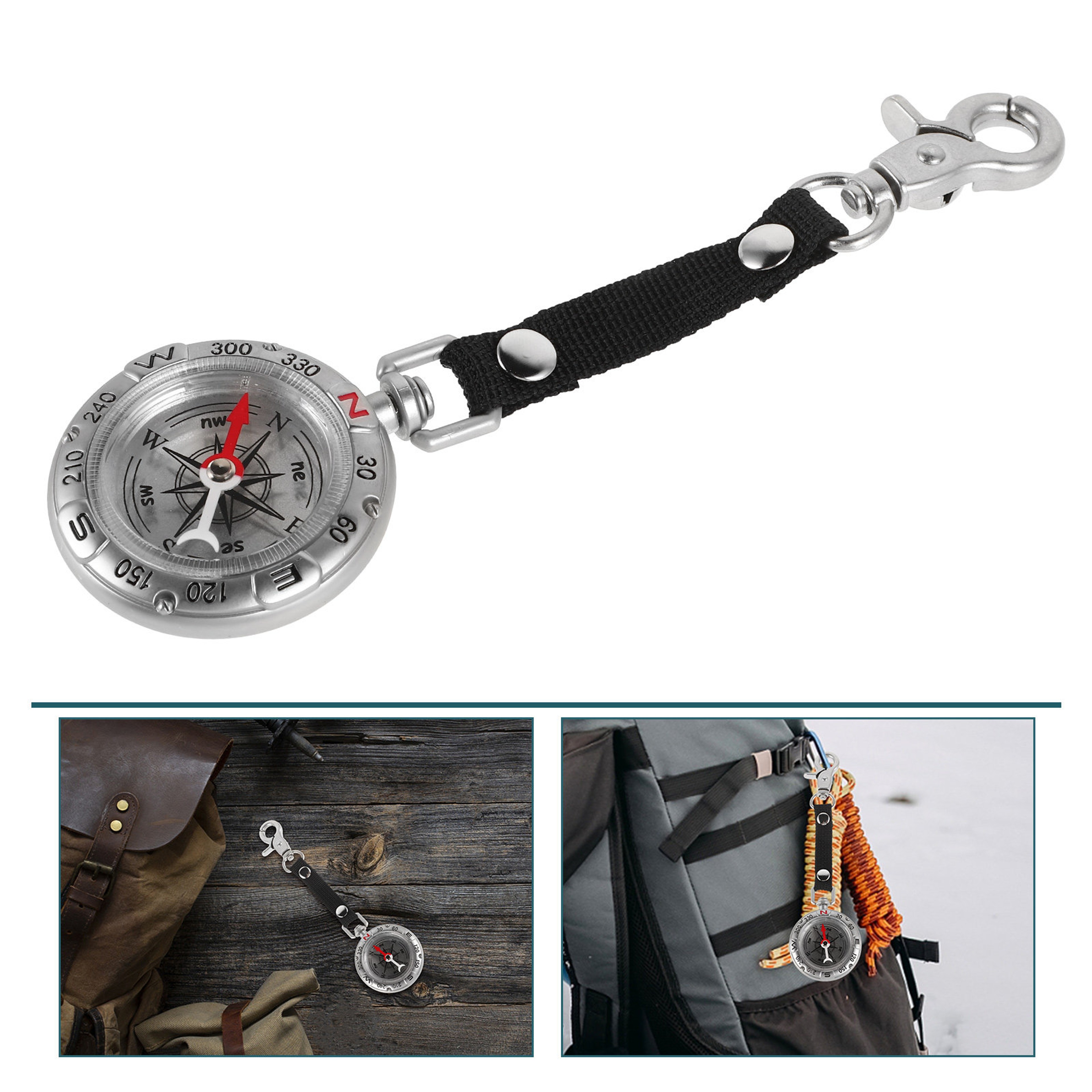 Vintage Outdoor Compass Keychain Pocket Navigation Survival Tool – view 1