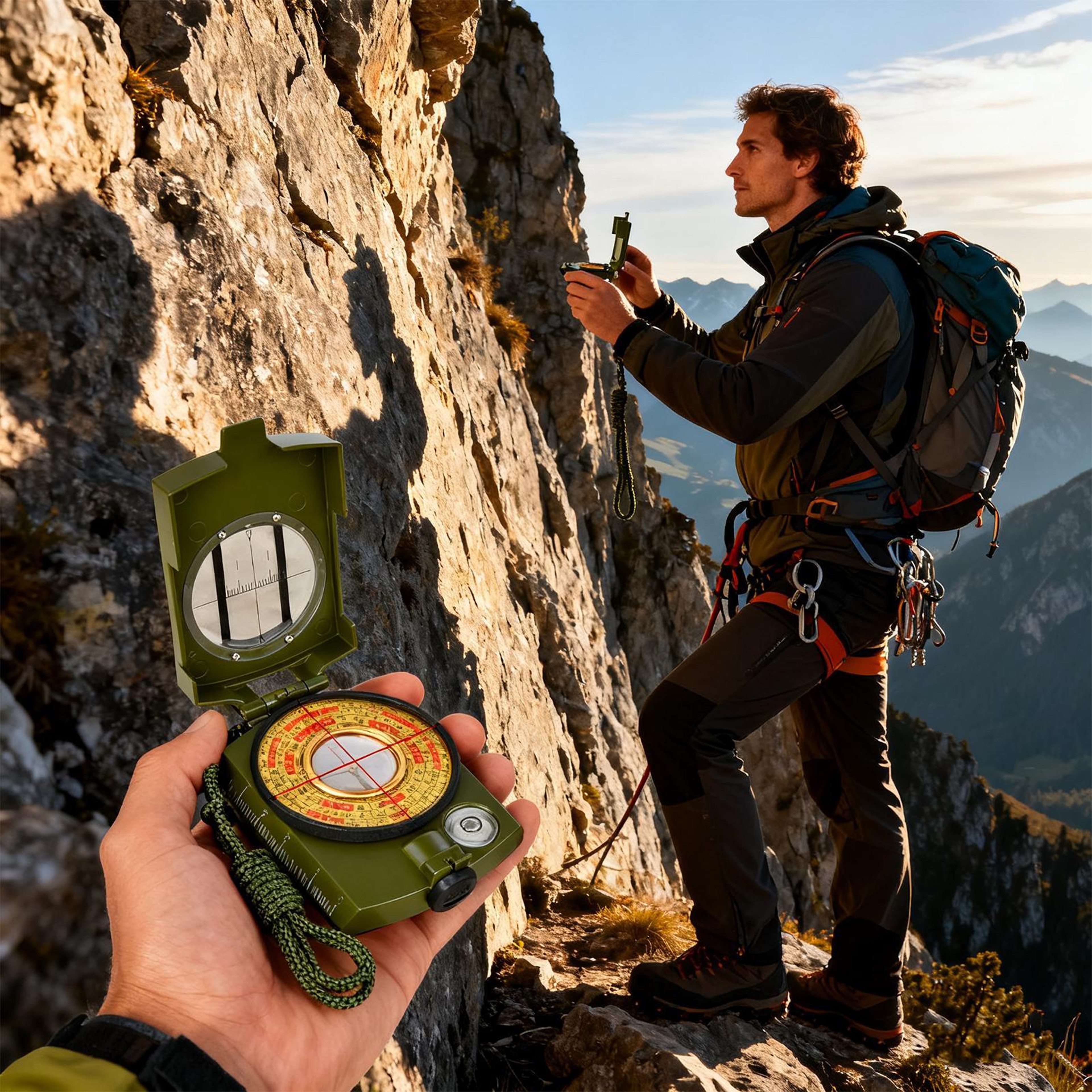 Waterproof Camping Compass with Lanyard Pouch Precision Outdoor Navigation Tool for Hiking Survival Gear – view 2