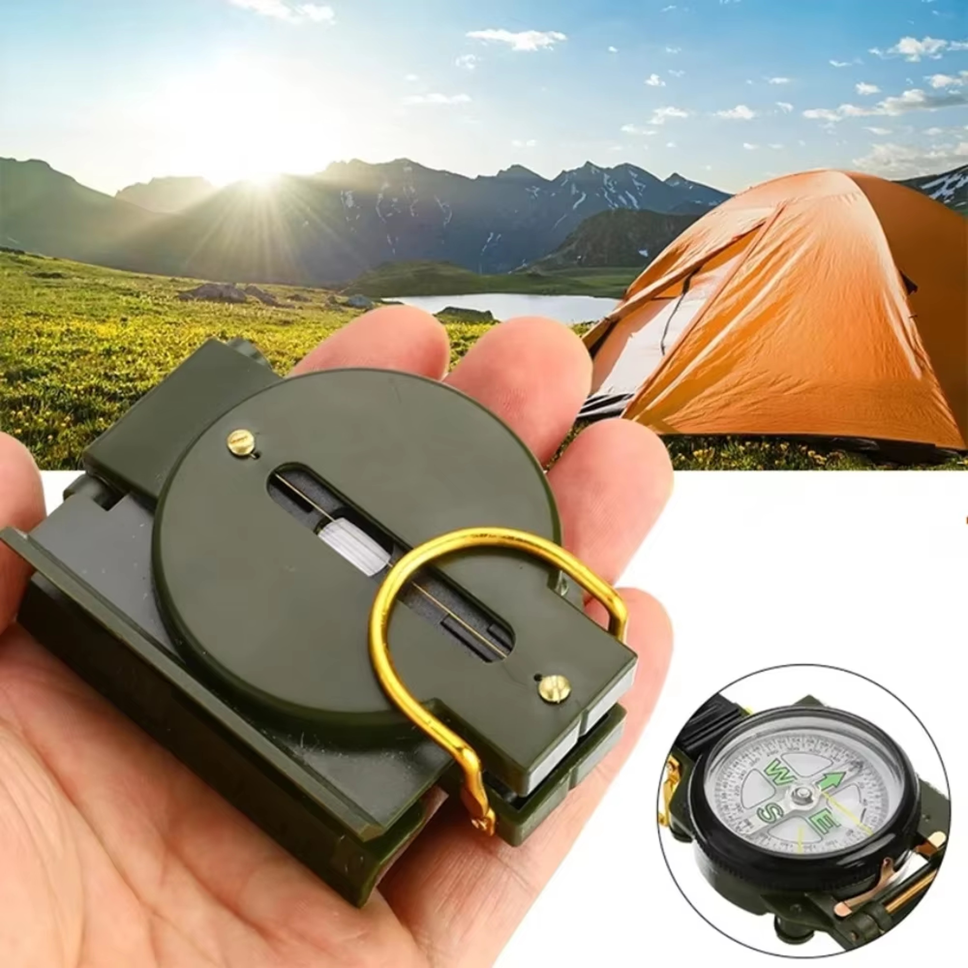 High Precision Military Compass Waterproof Hiking Navigation Tool With Metal Sight 2