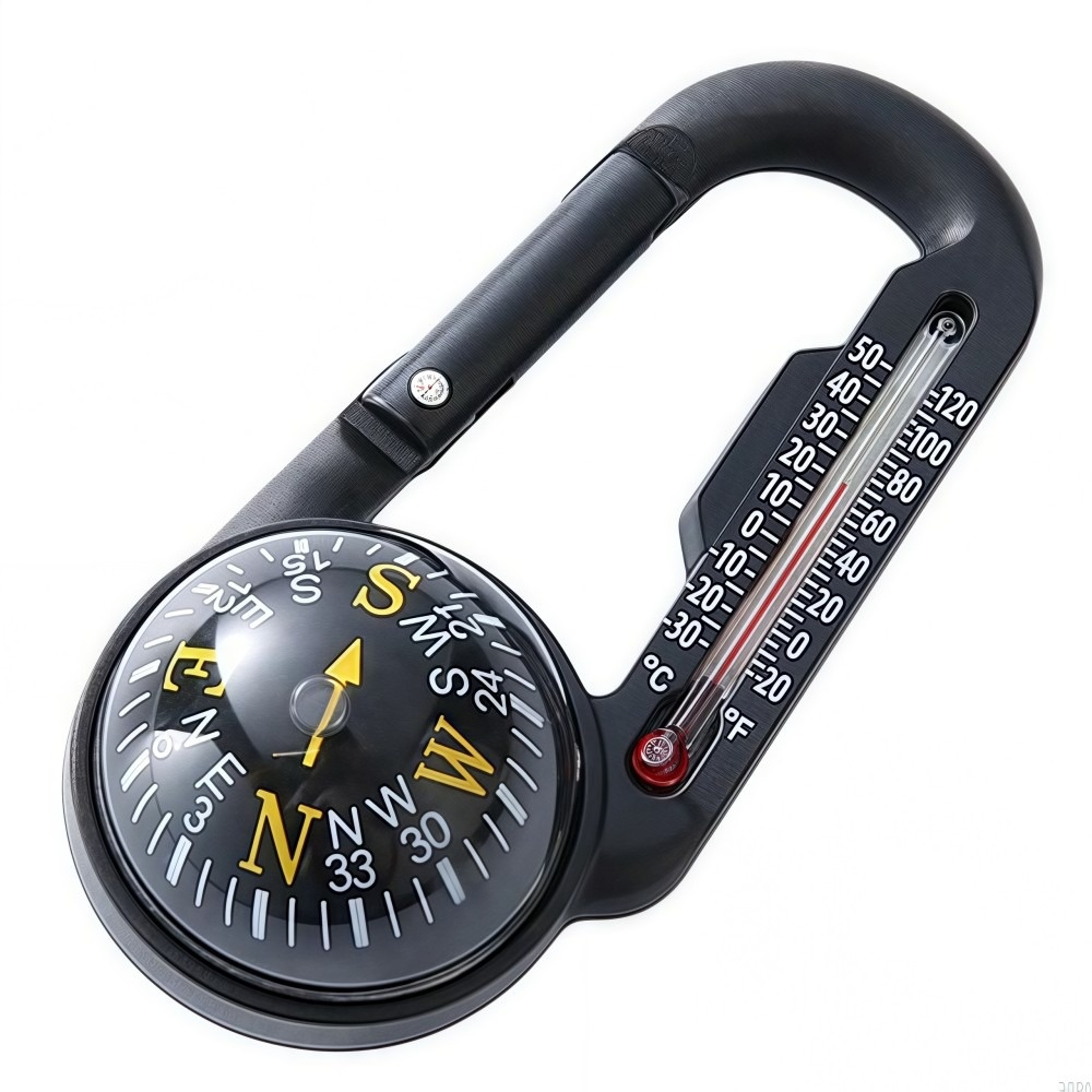Multifunctional Carabiner Compass Keychain with Thermometer for Hiking Camping Survival Gear – view 7