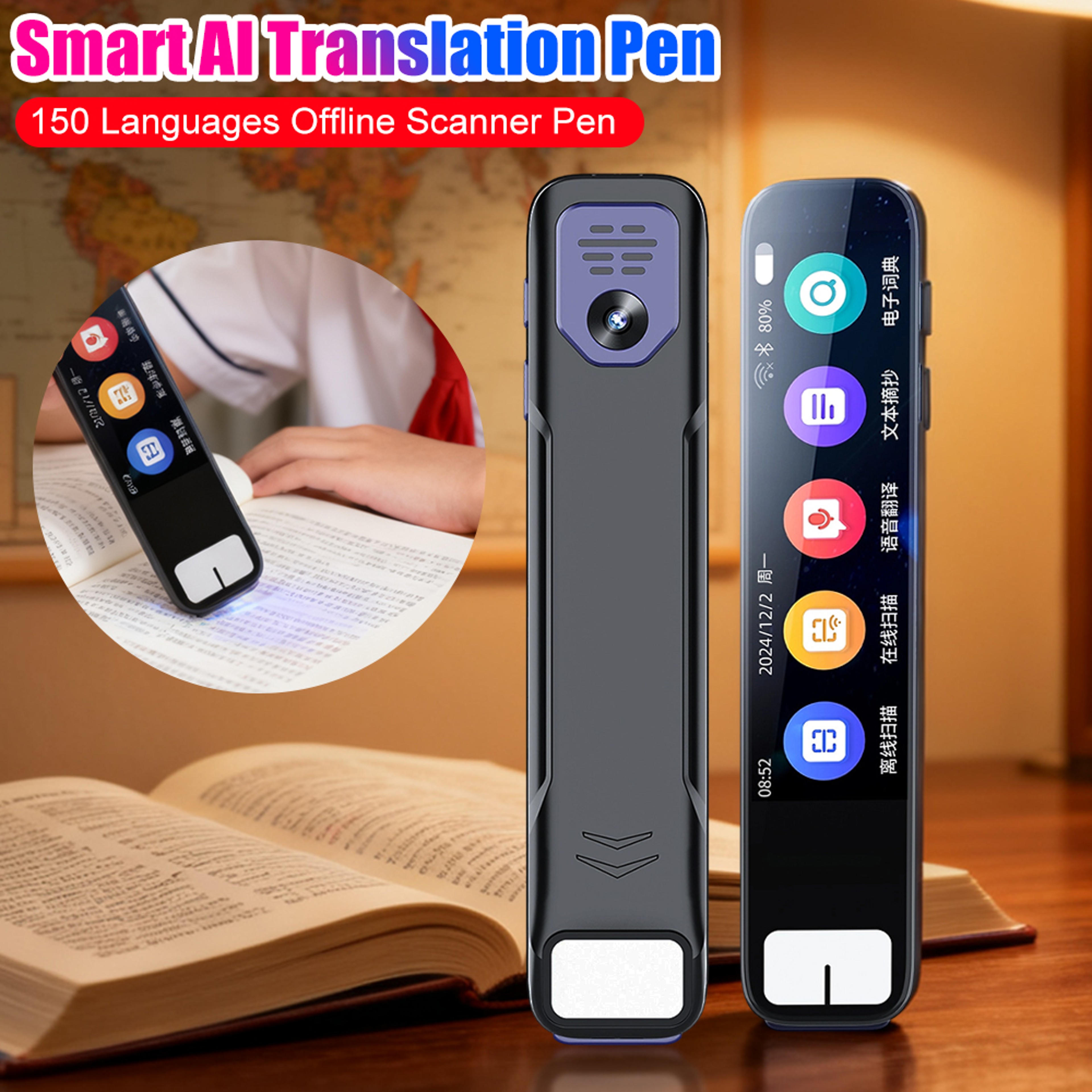 Smart AI Translation Pen Scanner Voice Translator With Offline Language Learning  Reading Assistant 0