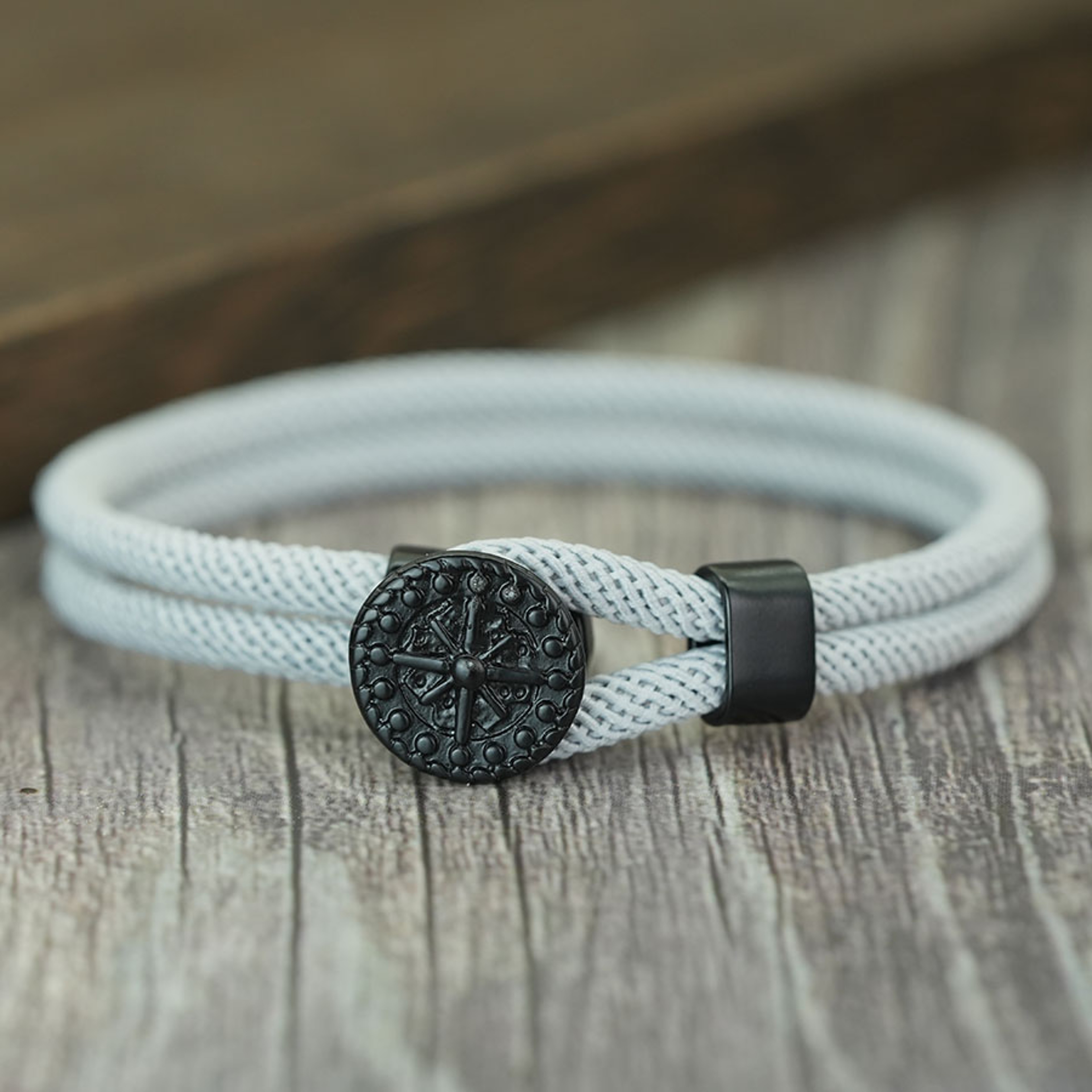Nautical Compass Braided Rope Bracelet for Men Handmade Hook Surf Style Gift – view 4