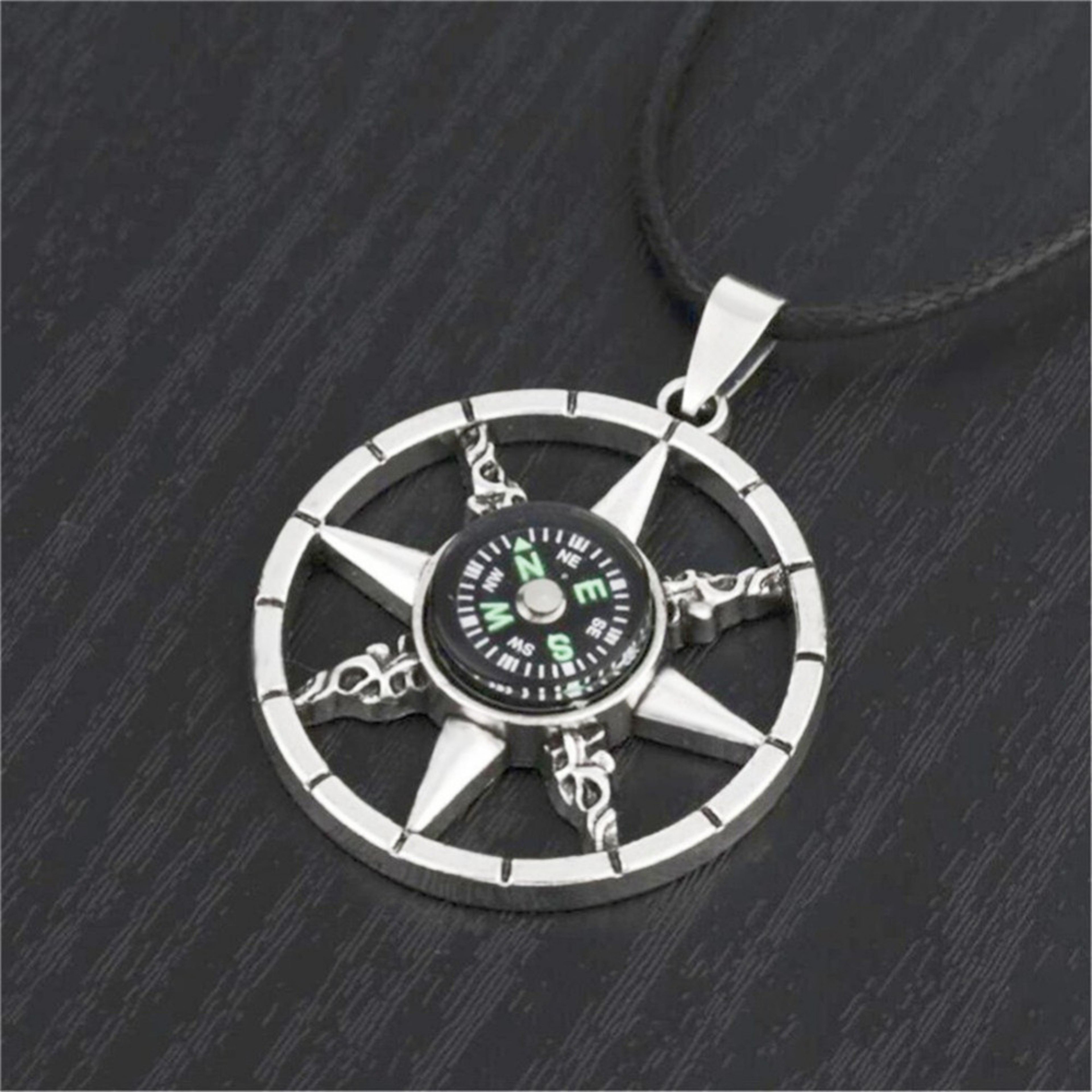 Compass Pendant Necklace, Personalized Street Style Jewelry Gift for Men Women – view 4