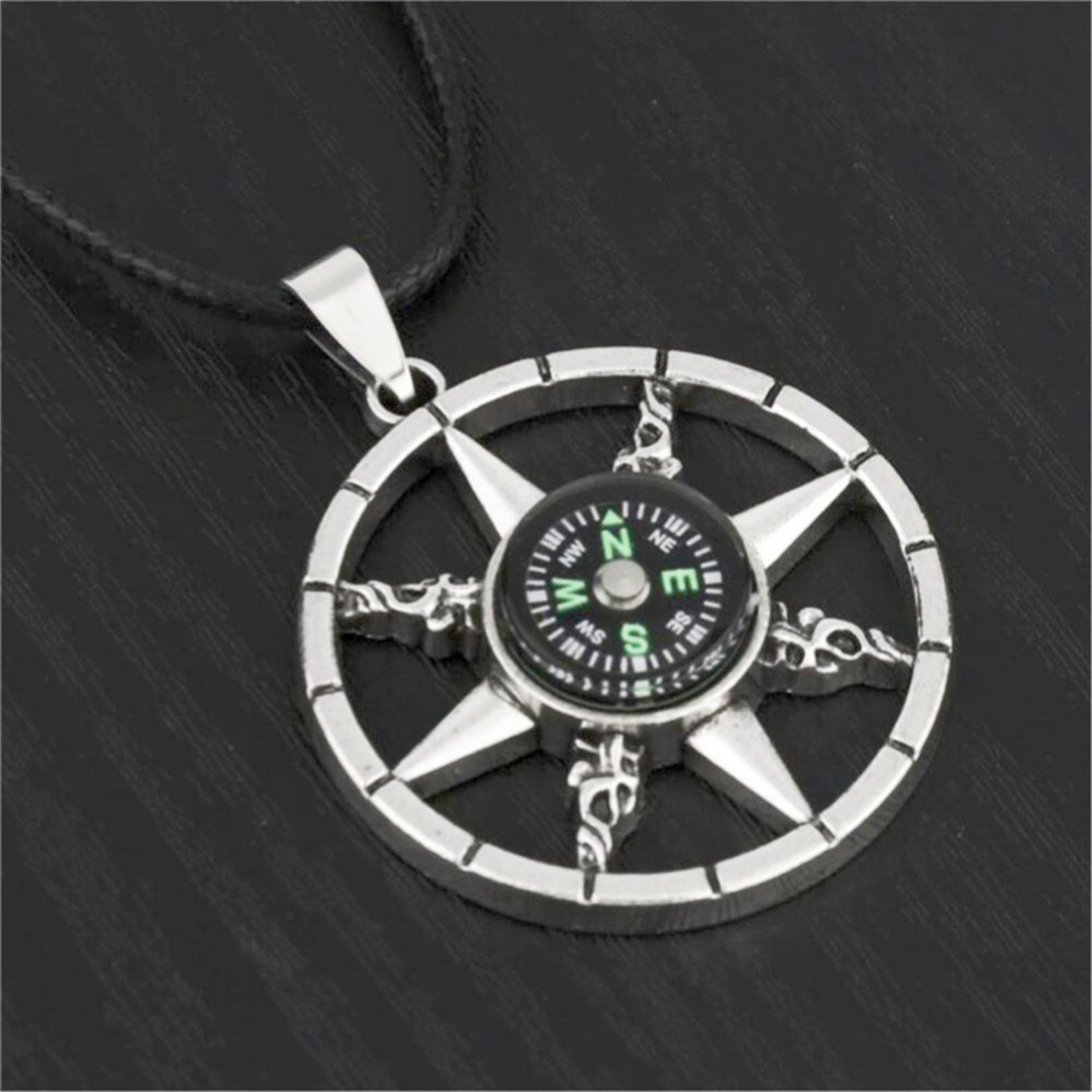 Compass Pendant Necklace, Personalized Street Style Jewelry Gift for Men Women – view 5