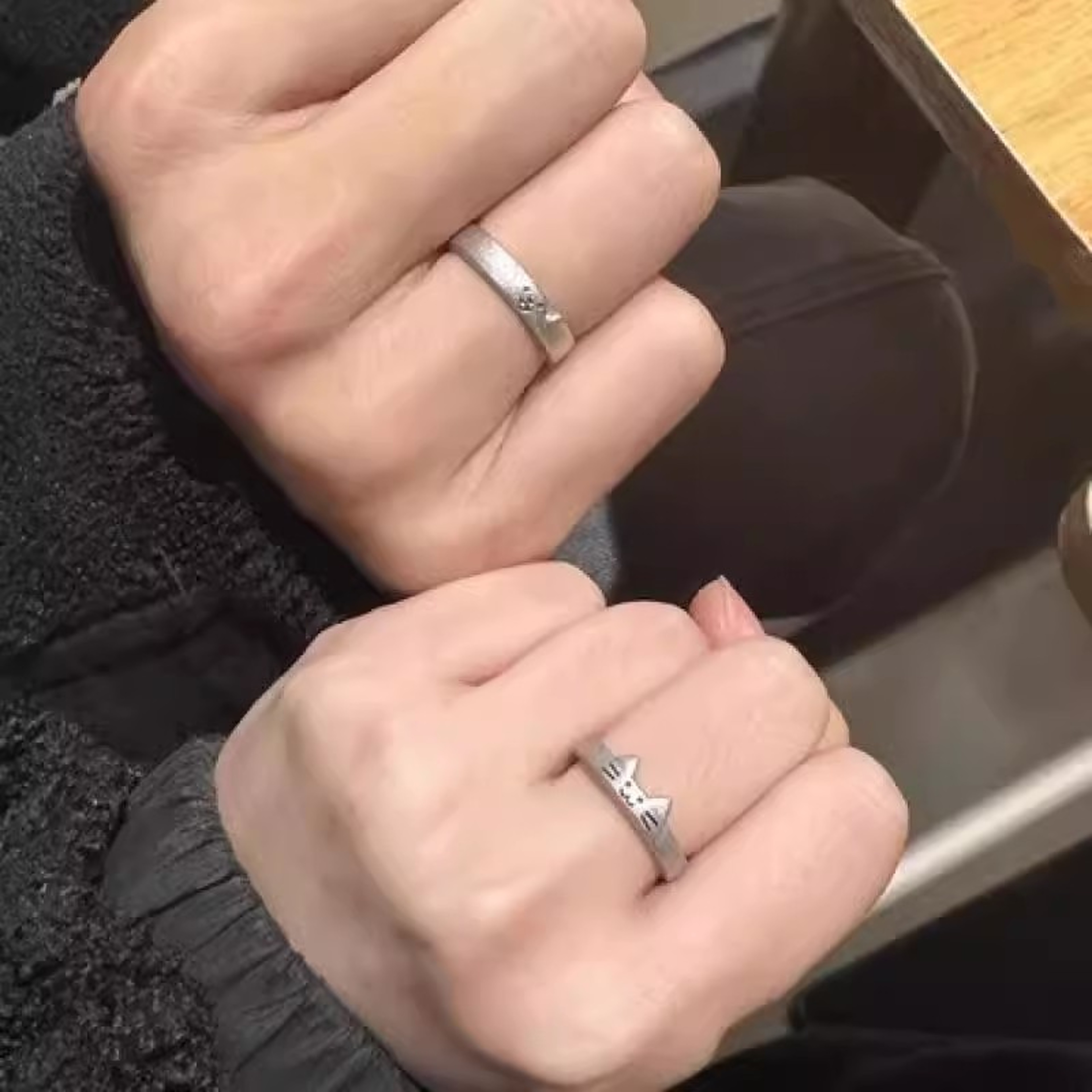 Romantic Couple Rings Set Adjustable Couple Rings Promise Jewelry Gift For Him And Her 3