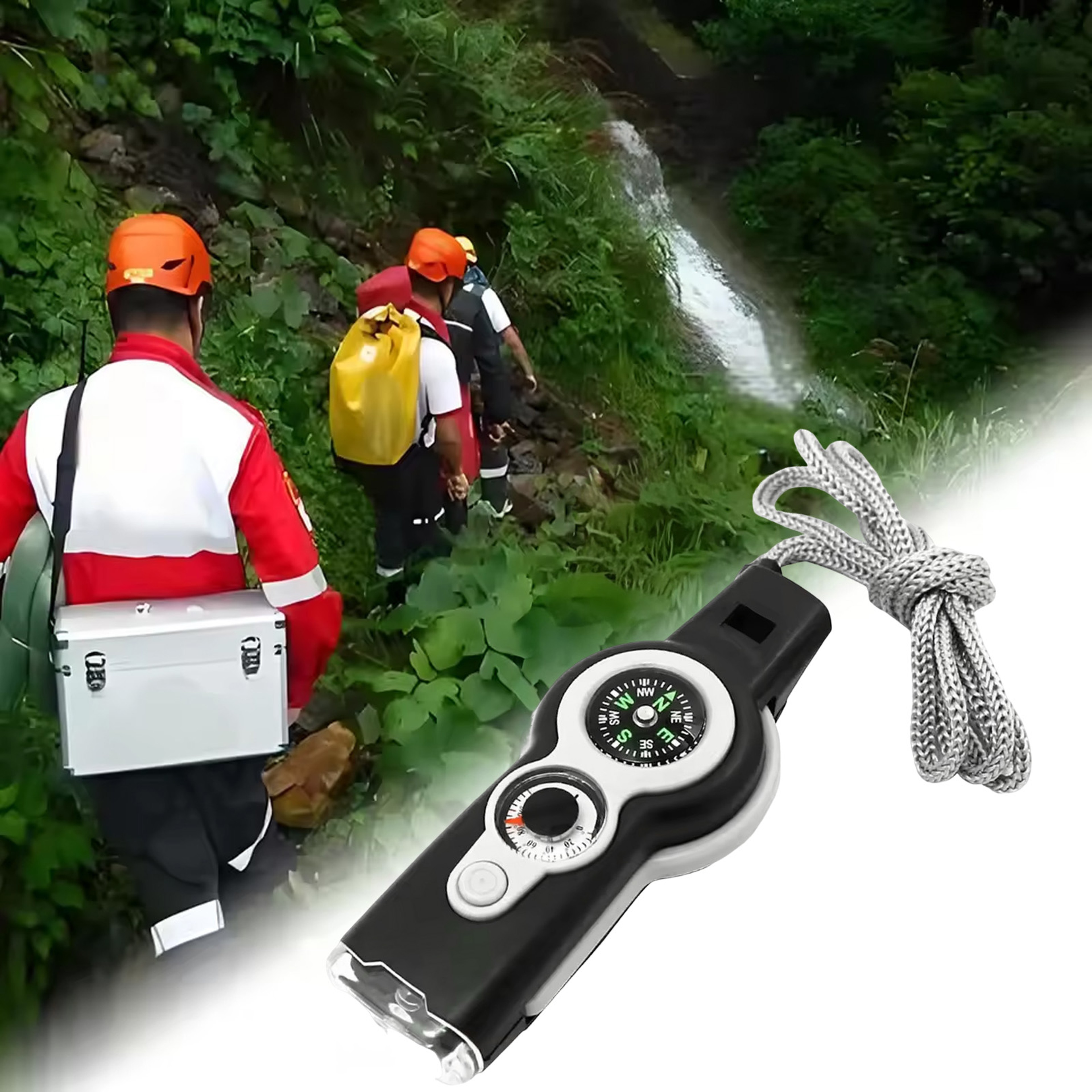 Survival Whistle with LED Light, Compass and Thermometer, Emergency Whistle for Hiking Camping Safety Gear – view 3