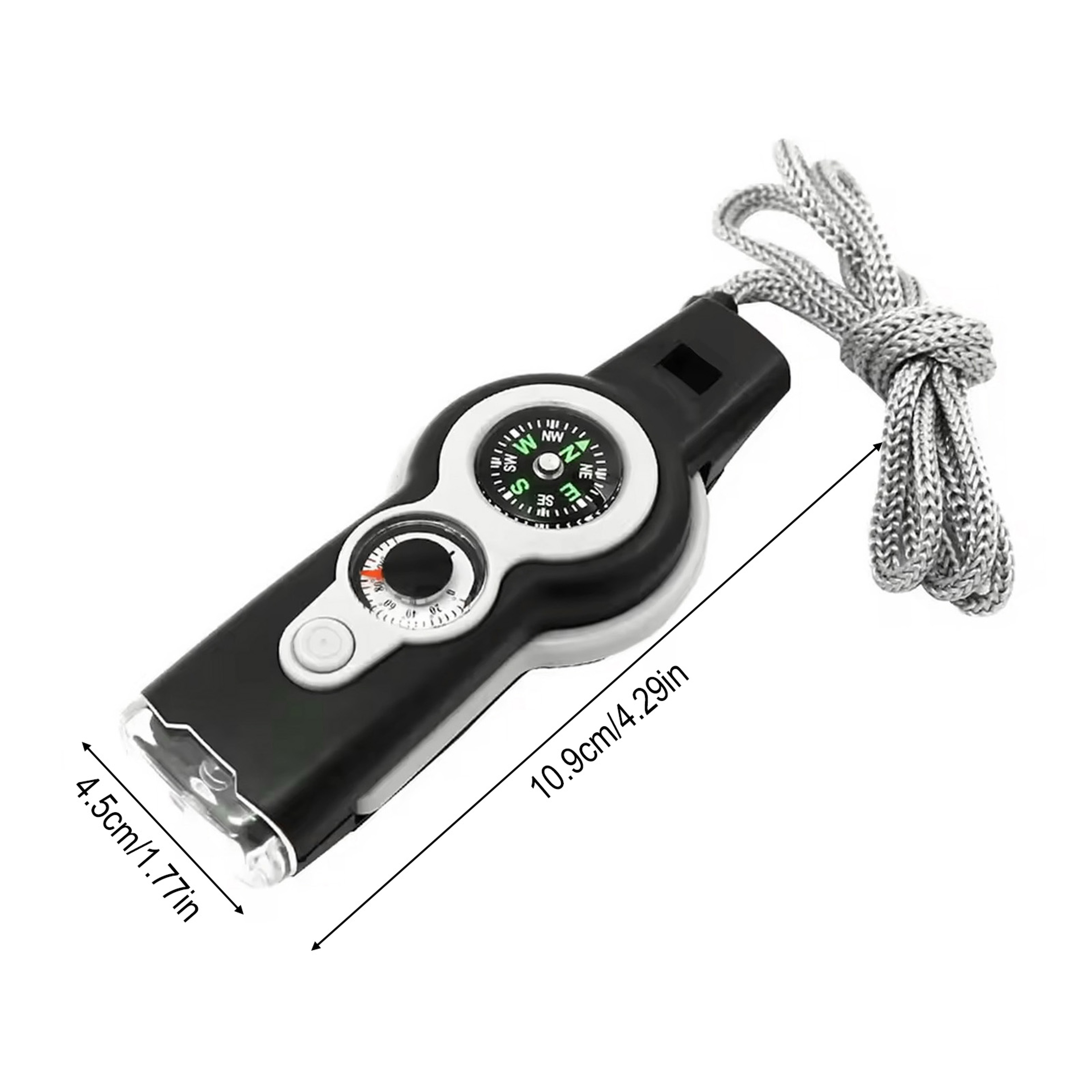 Survival Whistle with LED Light, Compass and Thermometer, Emergency Whistle for Hiking Camping Safety Gear – view 6