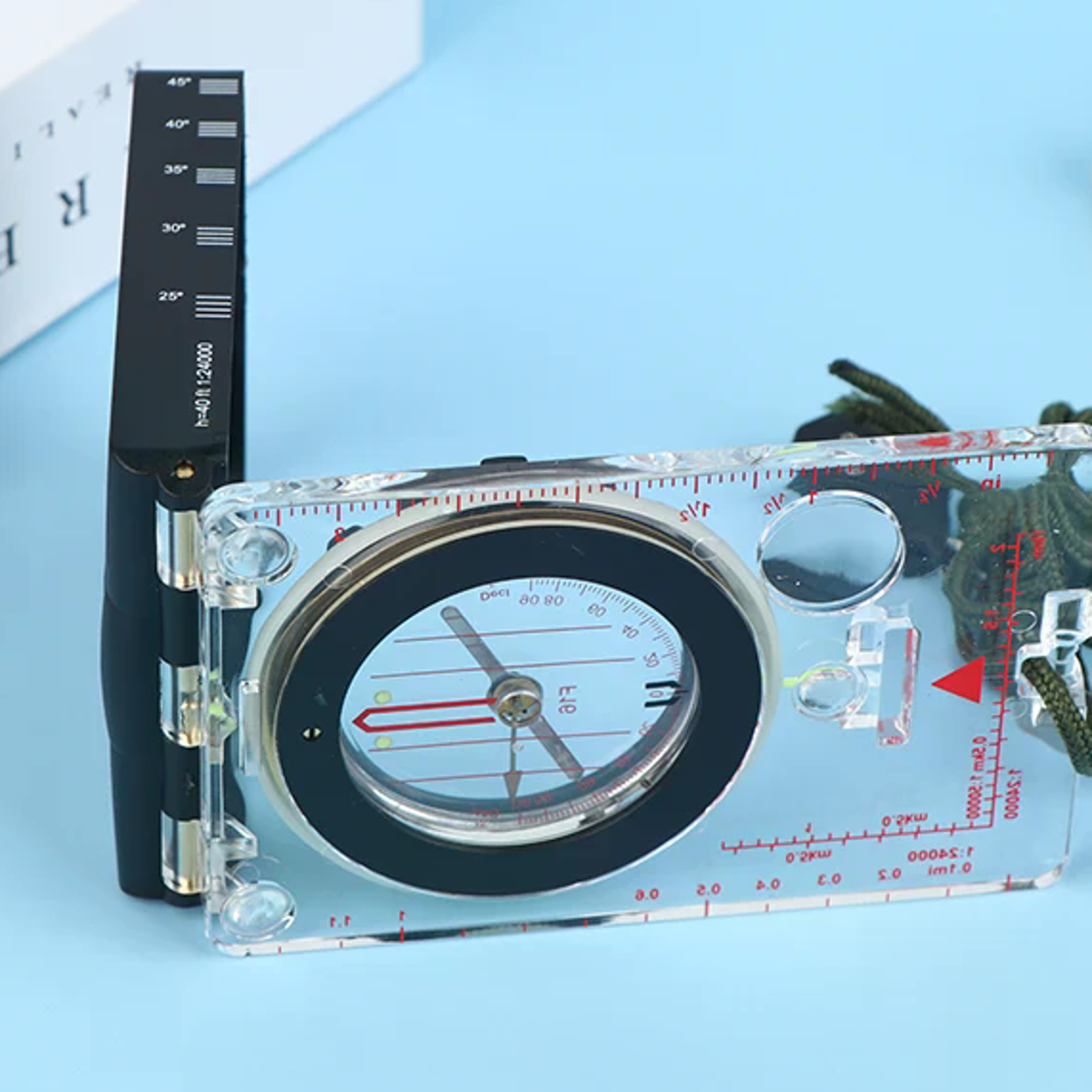 Adjustable Aiming Compass Mirror With DeclinationBase Plate Navigation Orienteering LED Light Hikin