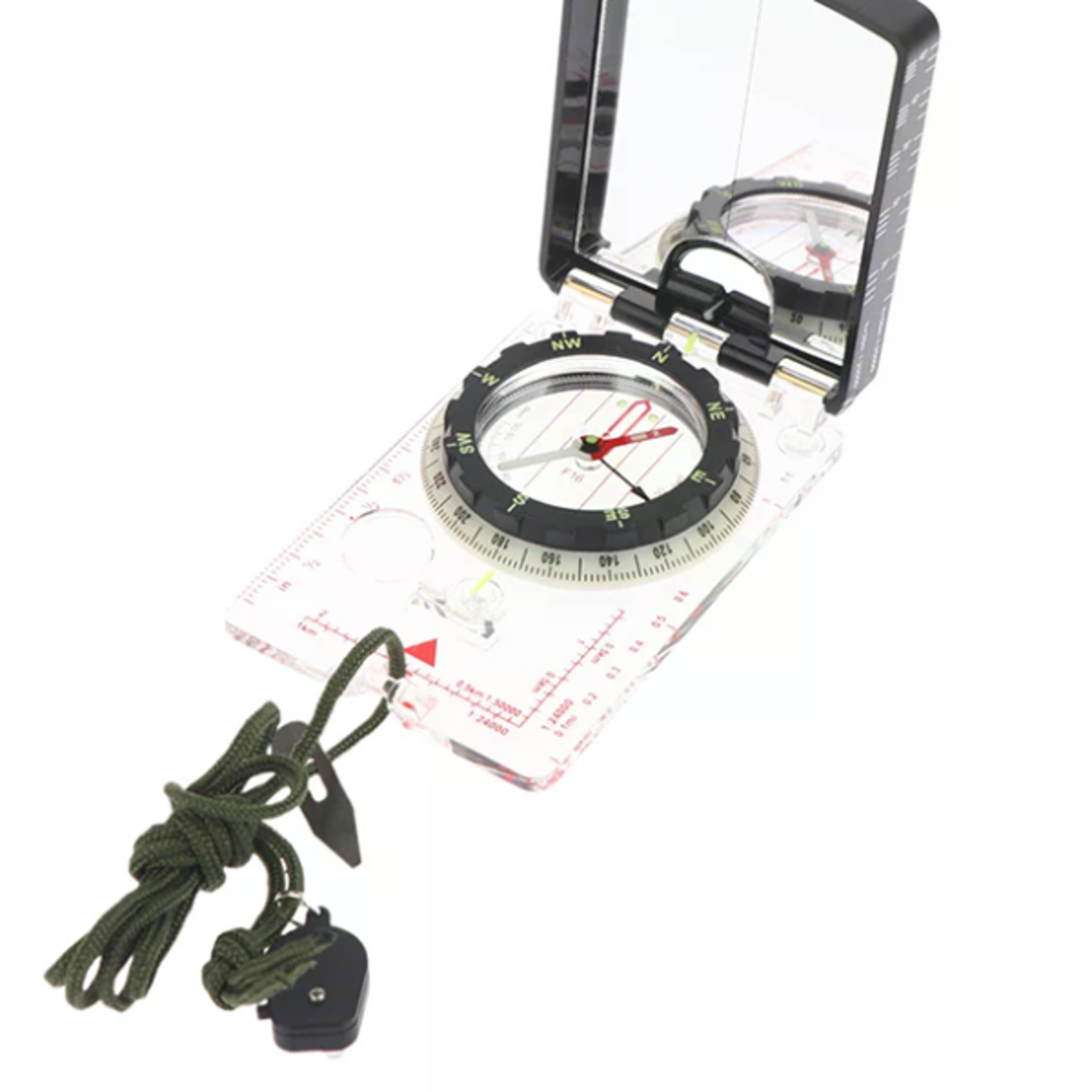 Adjustable Aiming Compass Mirror With DeclinationBase Plate Navigation Orienteering LED Light Hikin