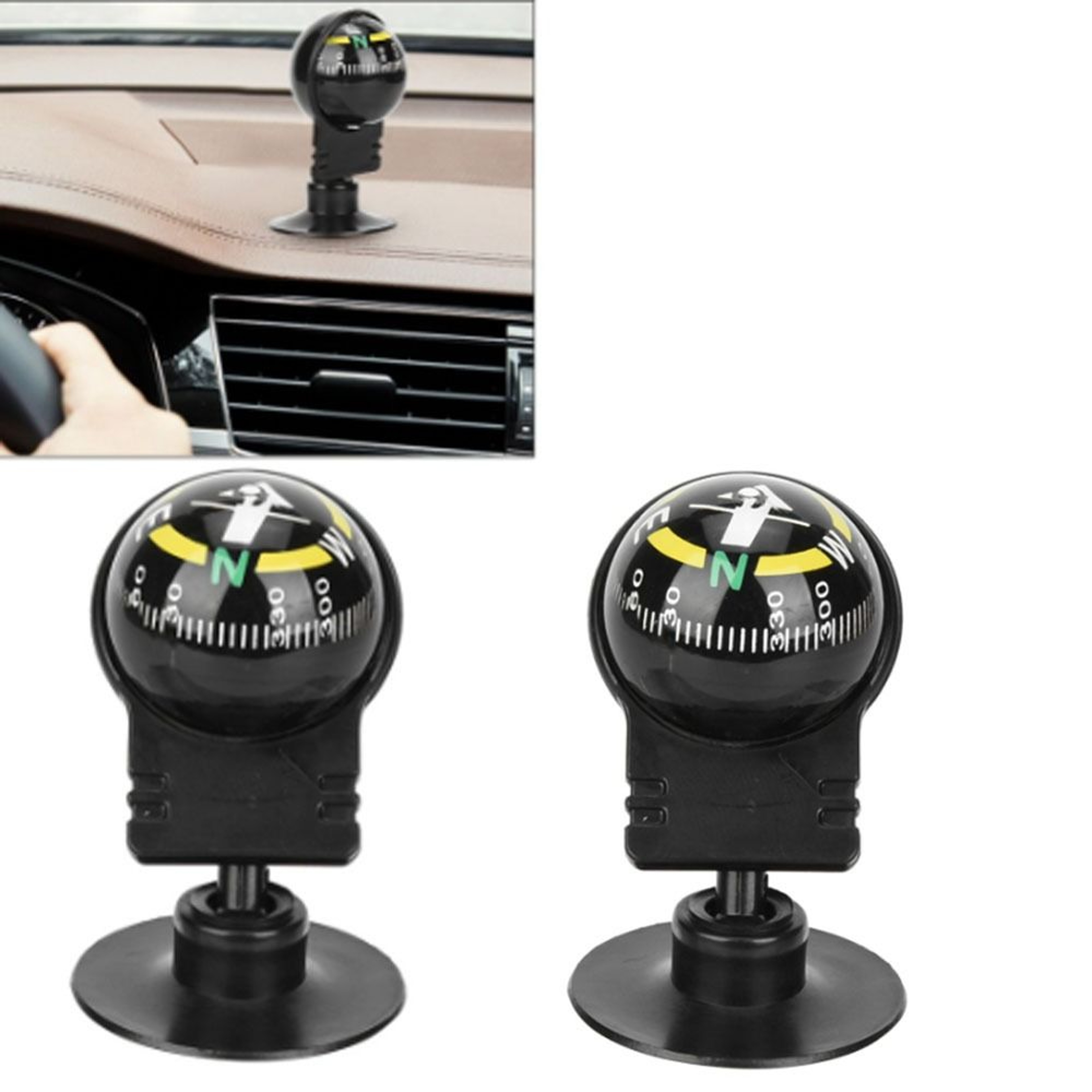 Adjustable Car Dashboard Compass Ball with Suction Mount Portable Car Compass for Navigation & Outdoor Driving – view 4