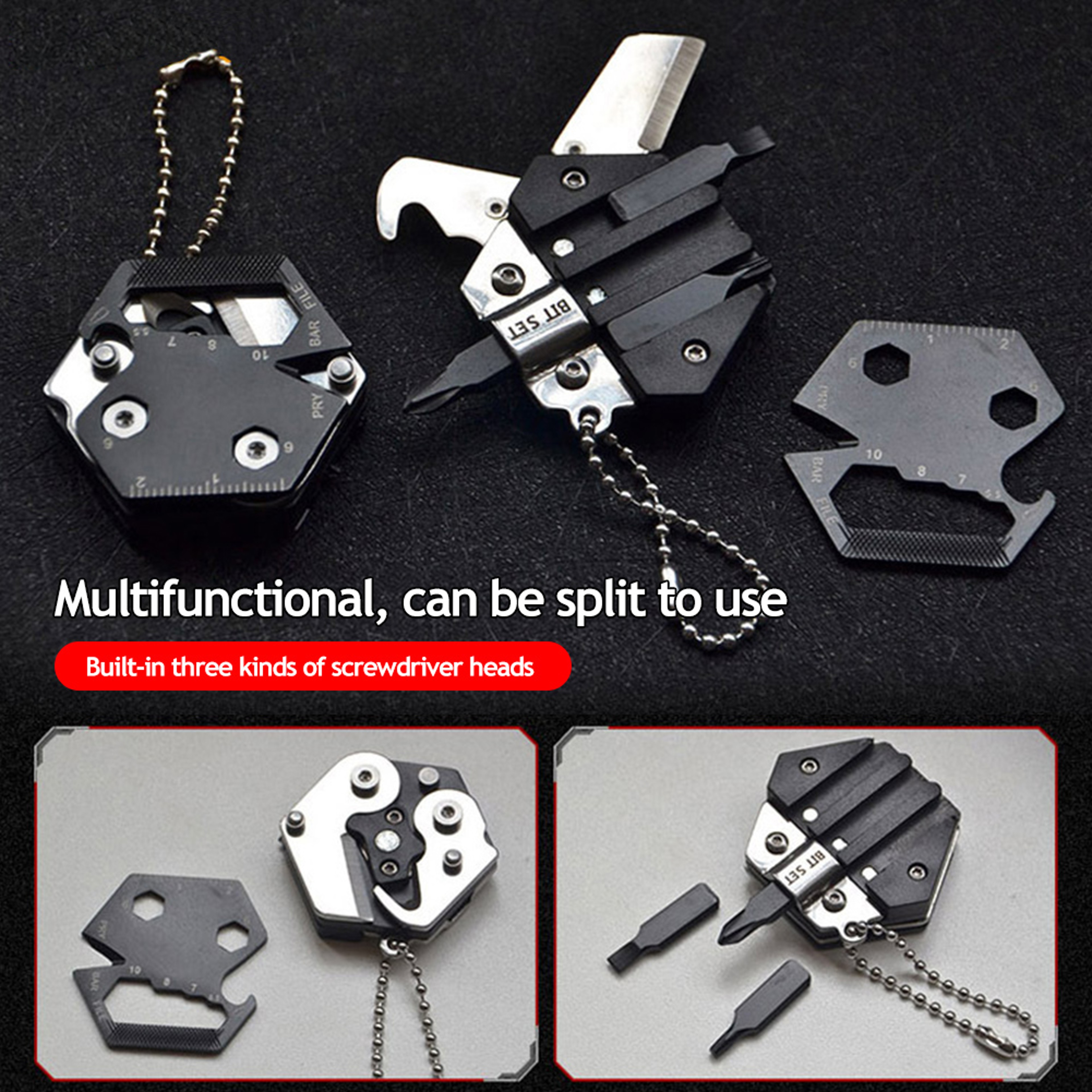 Mini EDC Multitool Keychain Screwdriver with Folding Knife and Hex Wrench – view 4