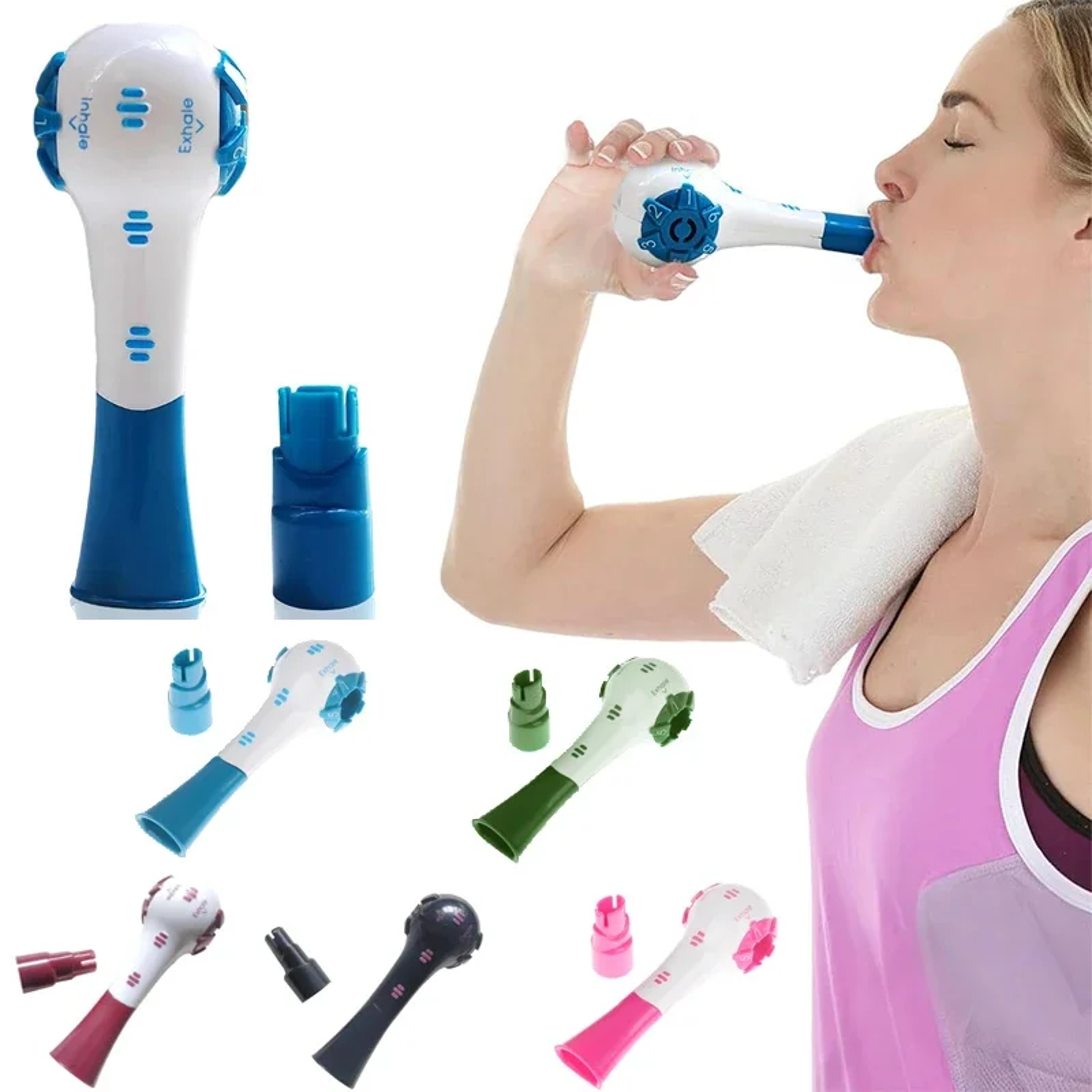 Adjustable Resistance Breathing Trainer for Lung Strength and Endurance – view 1