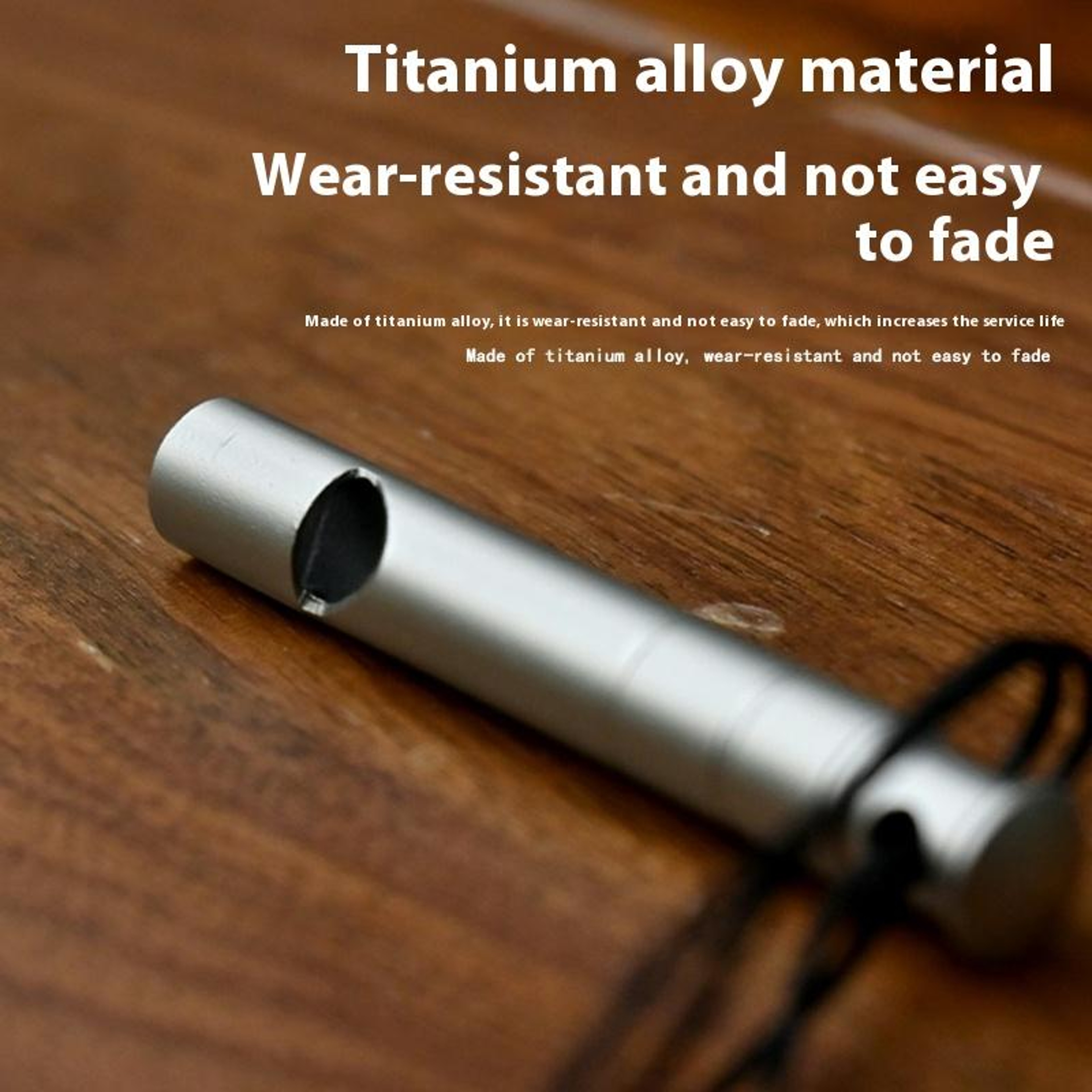 Titanium Emergency Whistle High Decibel Survival Tool with Lanyard for Hiking Camping EDC – view 3